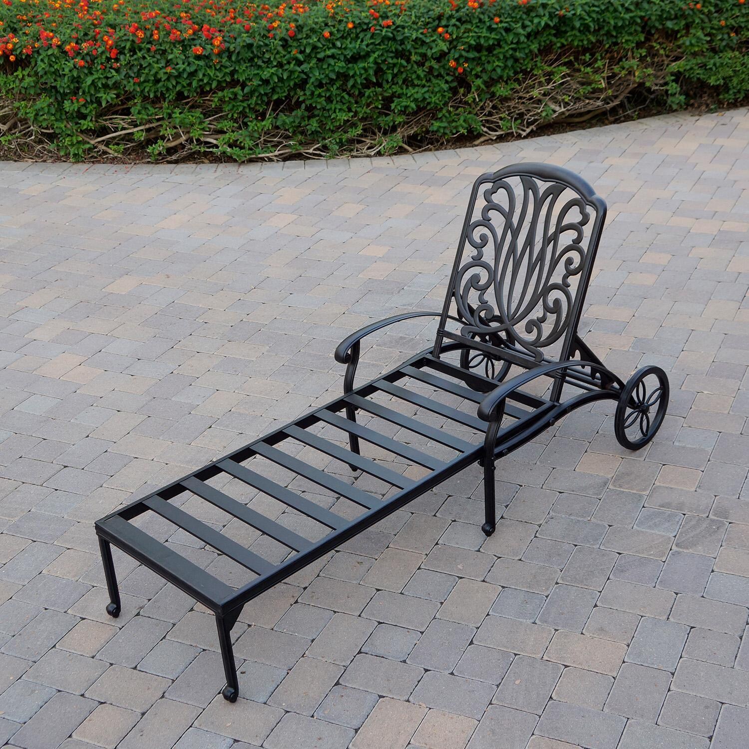 Darlee Elisabeth Cast Aluminum Chaise Lounge in Antique Bronze/Beige Canvas - No Cushion - Lifestyle thumbnail