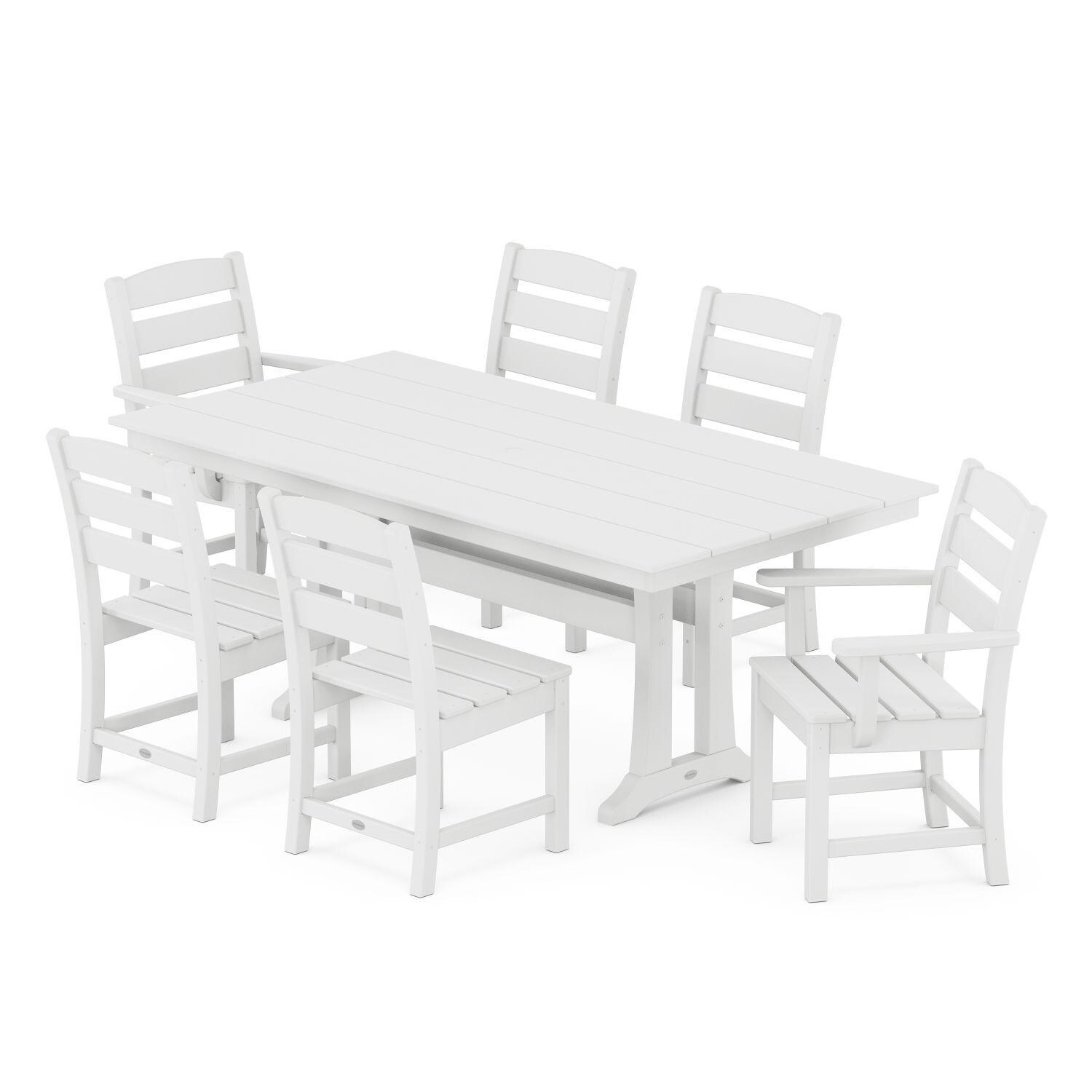 POLYWOOD Lakeside 7-Piece Farmhouse Trestle Dining Set - White