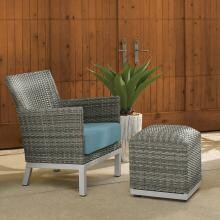 Argento 2 Piece Wicker Patio Seating Set W/ Ottoman By Oxford Garden - Ice Blue image