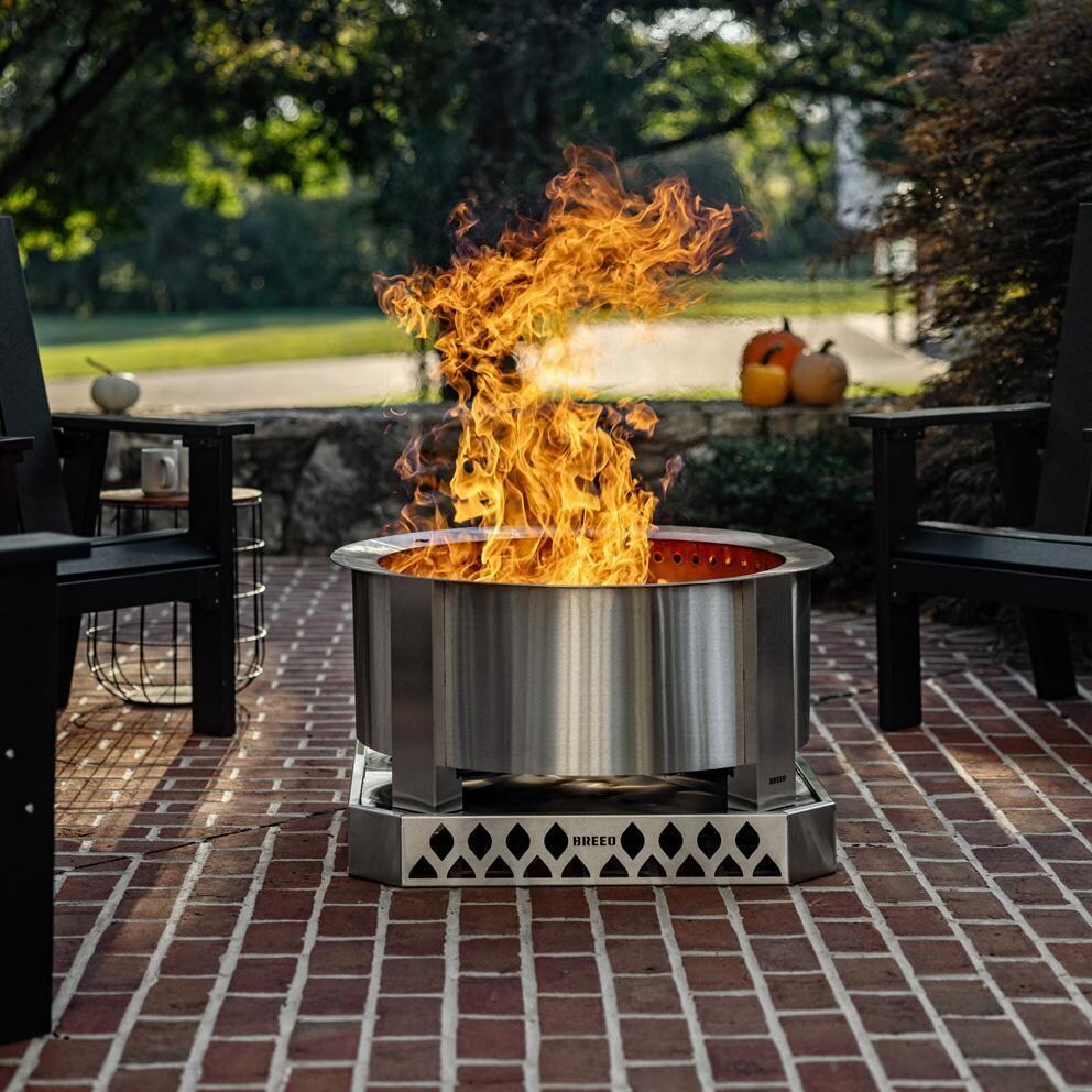 Breeo BR-XS30-SSBA X Series 30 Inch Stainless Steel Fire Pit Base - On the Patio - Lifestyle thumbnail