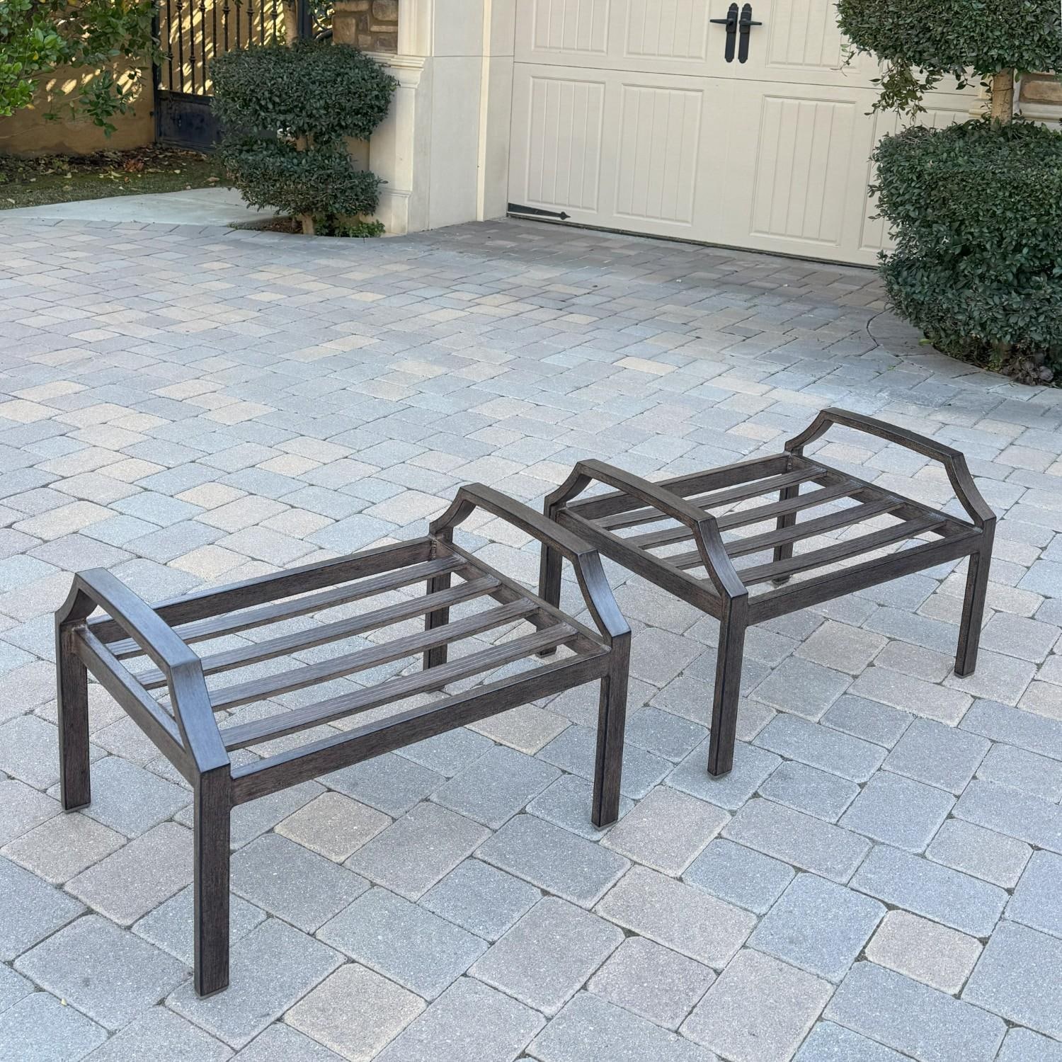 Atlantis 2 Pc Aluminum Ottoman Set in Walnut/Beige by Darlee - Ottoman w/o Cushion - Lifestyle thumbnail