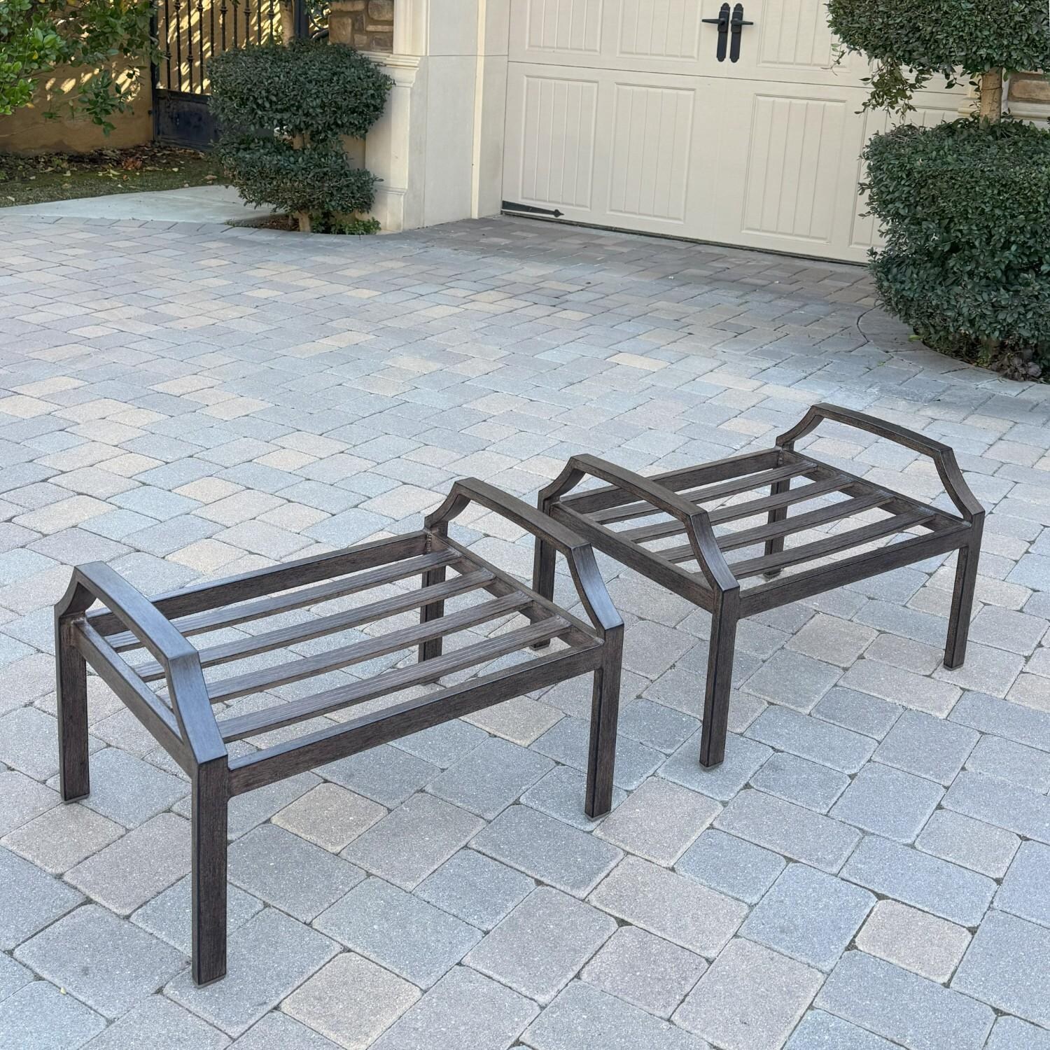 Atlantis 2 Pc Aluminum Ottoman Set in Walnut/Beige by Darlee - Ottoman w/o Cushion - Lifestyle thumbnail