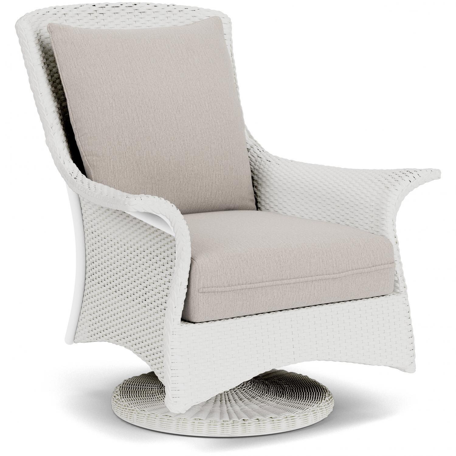 Lloyd Flanders Mandalay Swivel Rocker Lounge Chair in Matte White Finish with Remy Cloud fabric - Angled thumbnail