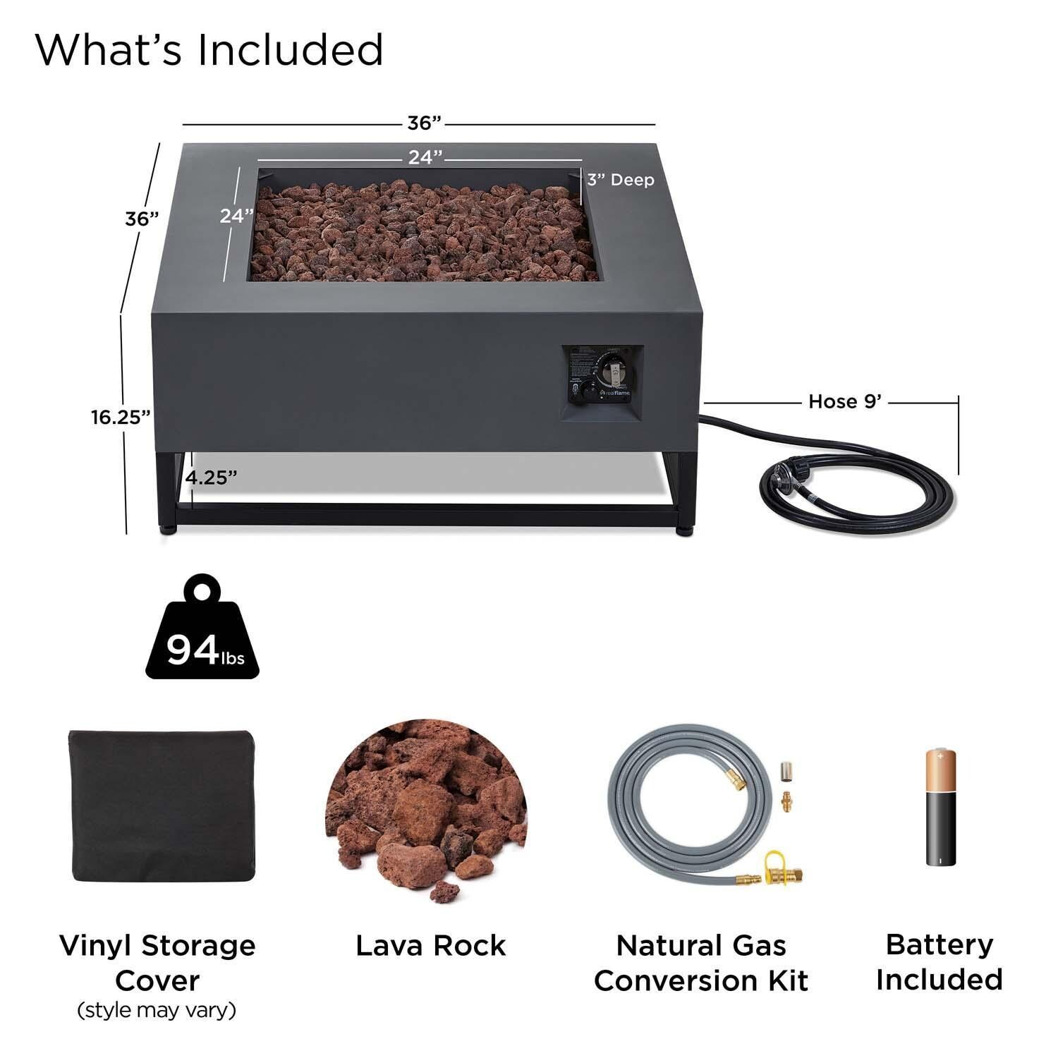 Craft Bay 4 Pc Powder Coated Steel 36 Inch Square Fire Pit in Weathered Slate by Lakeview - Included - White Background thumbnail