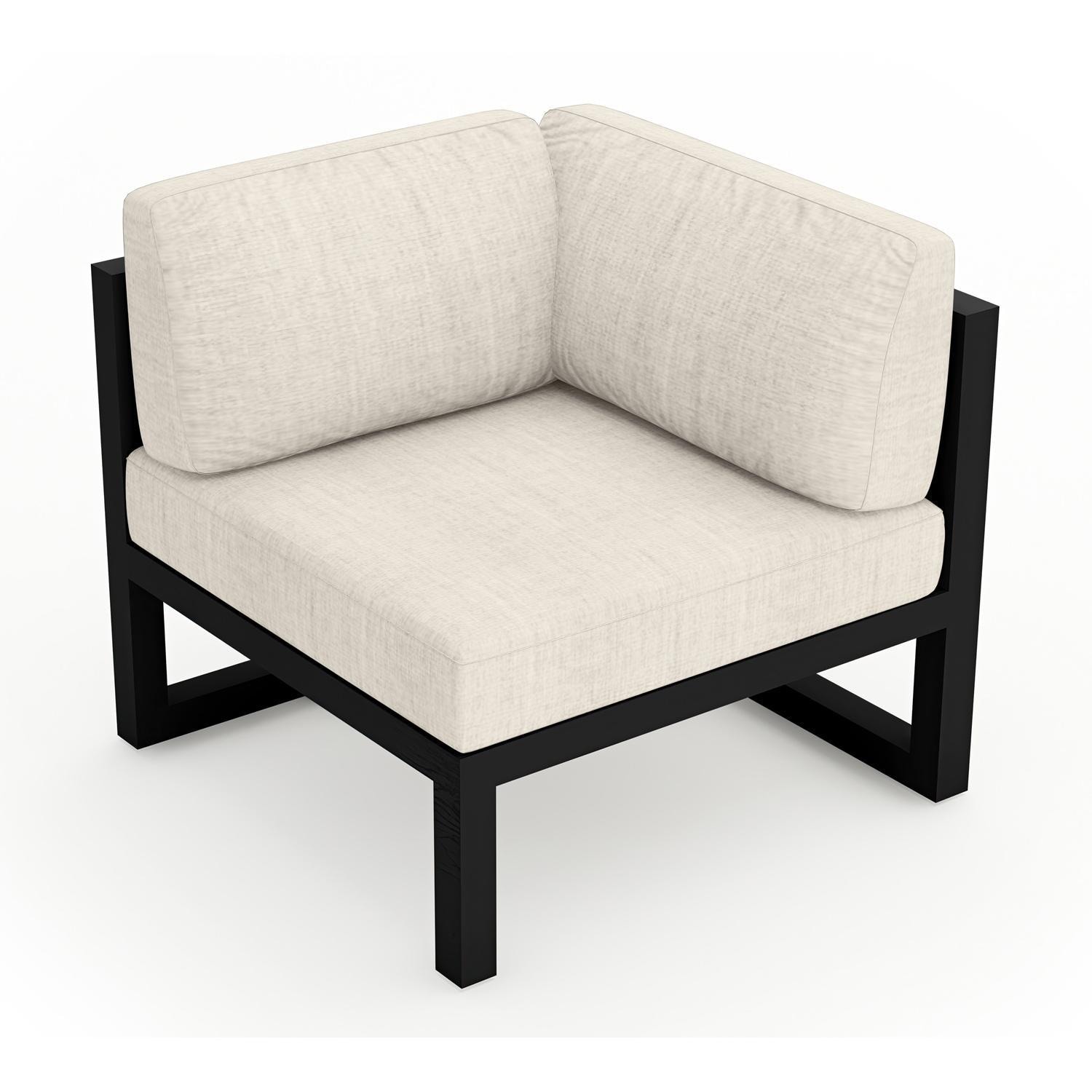Lakeview  MSTYCV-BK-CS-CS Misty Cove Aluminum Corner Club Chair in Black w/Cast Silver Cushions by Lakeview Outdoor Designs - Angled Front - White Background thumbnail