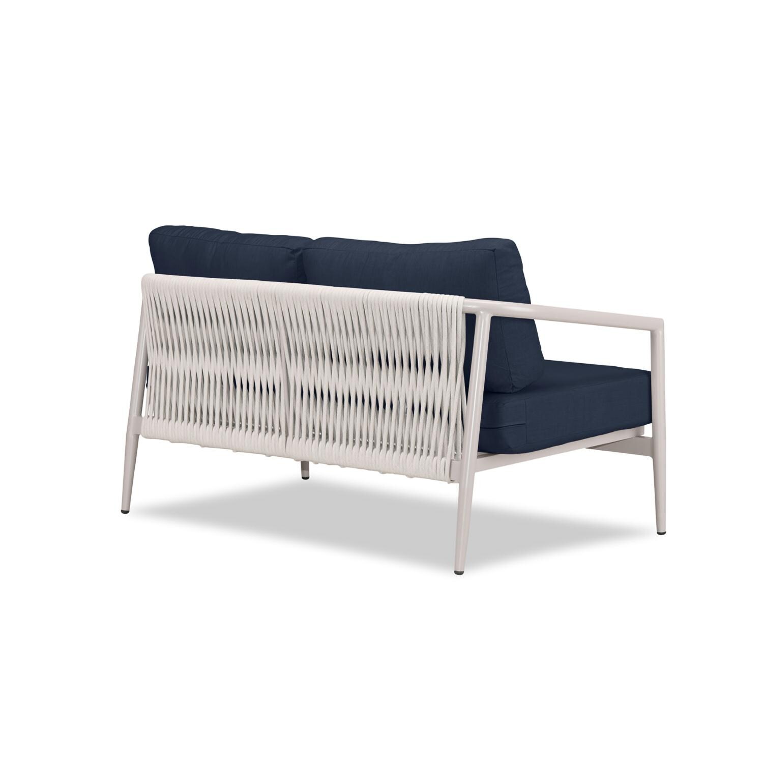 Lakeview Midnight Cove 2 Person Aluminum Loveseat in Urban Stone/Carrera/Spectrum Indigo - Back Right - White Background thumbnail