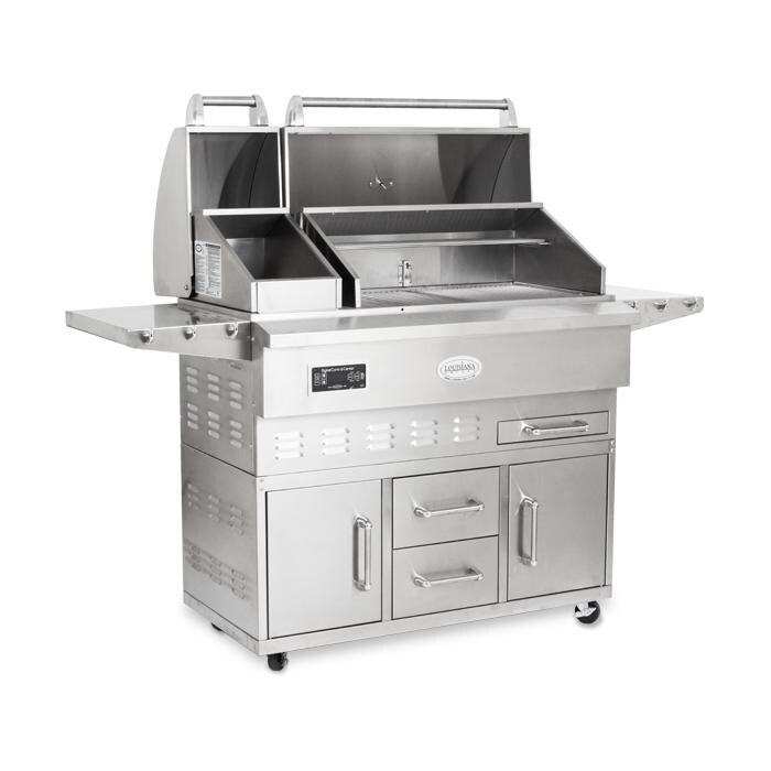 Louisiana Grills Estate Series 860 sq in 304 Stainless Steel Pellet Grill w/ Full Lower Cabinet - LG ESTATE 860C - Open thumbnail