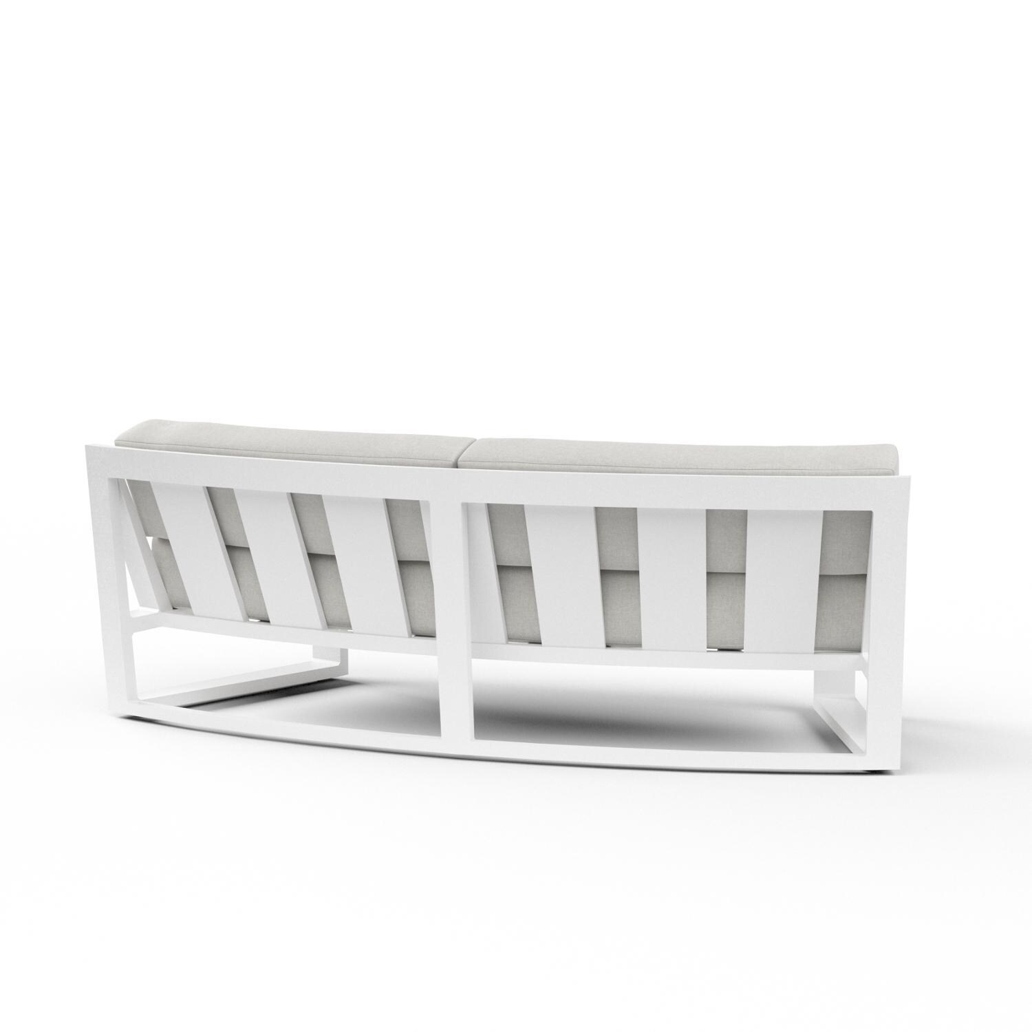 Sunset West - 4801-CRV-40433 - Newport Aluminum Curved Patio Sofa W/ Sunbrella Cast Silver Cushions - Rear View thumbnail