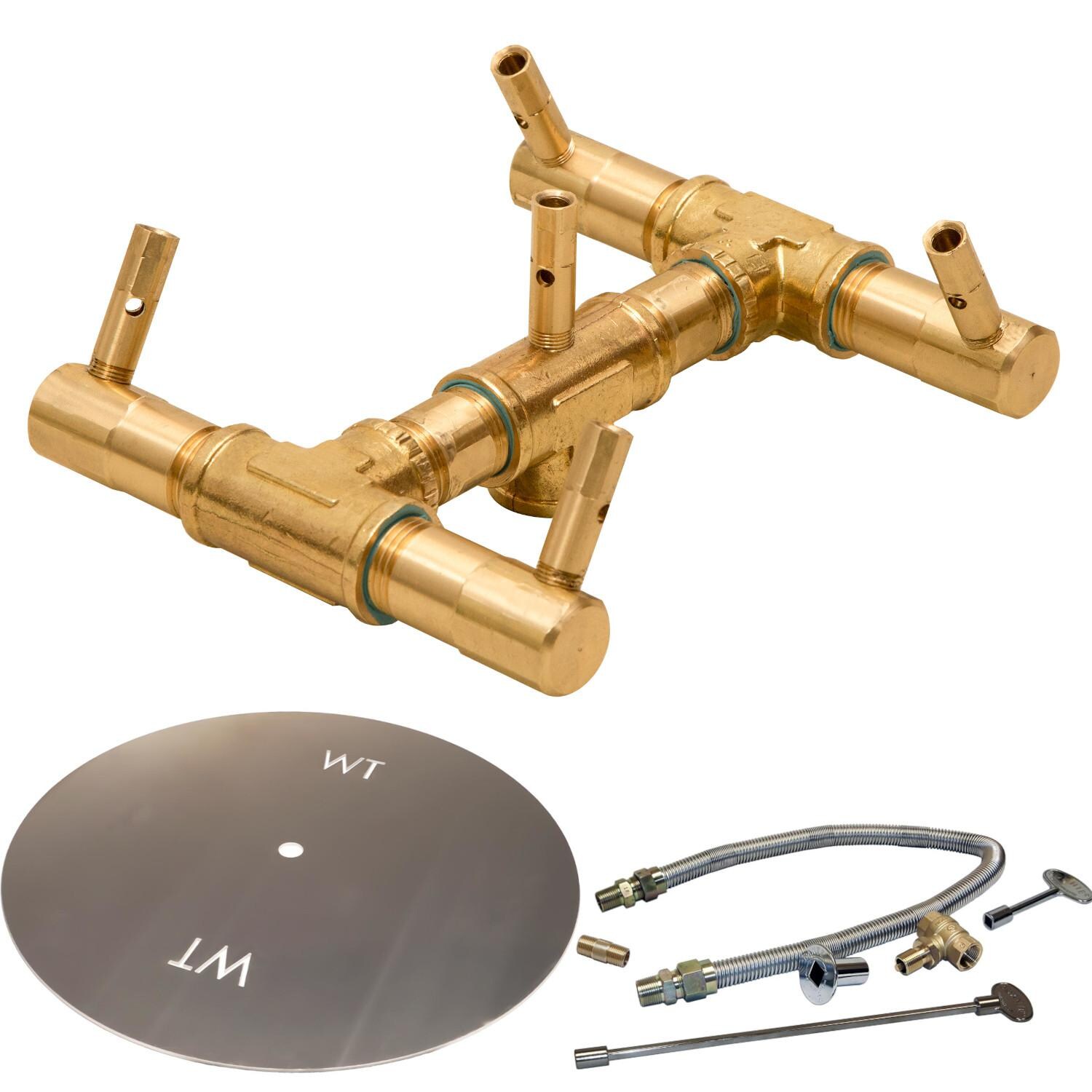 Warming Trends 18-Inch Round Propane Fire Pit Burner Kit W/ 7.5-Inch Original CROSSFIRE Brass Burner - Match Light Ignition - CFB60LPALPL18CFK1