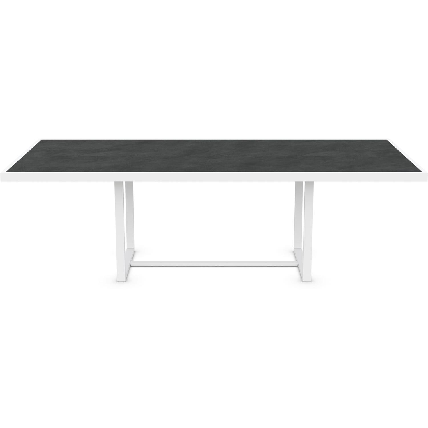 Azzurro Living Pavia 96 Inch White Aluminum Dining Table W/ Micron Dekton Top - Front - White Background thumbnail