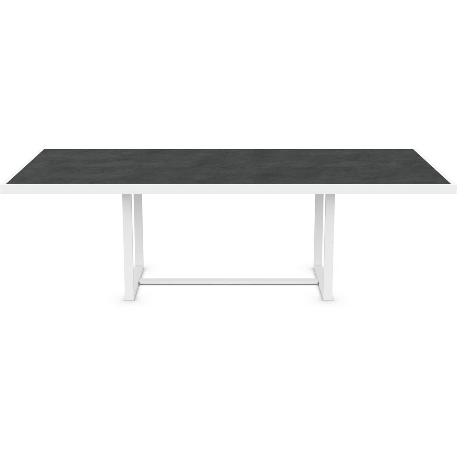 Azzurro Living Pavia 96 Inch White Aluminum Dining Table W/ Micron Dekton Top - Front - White Background thumbnail