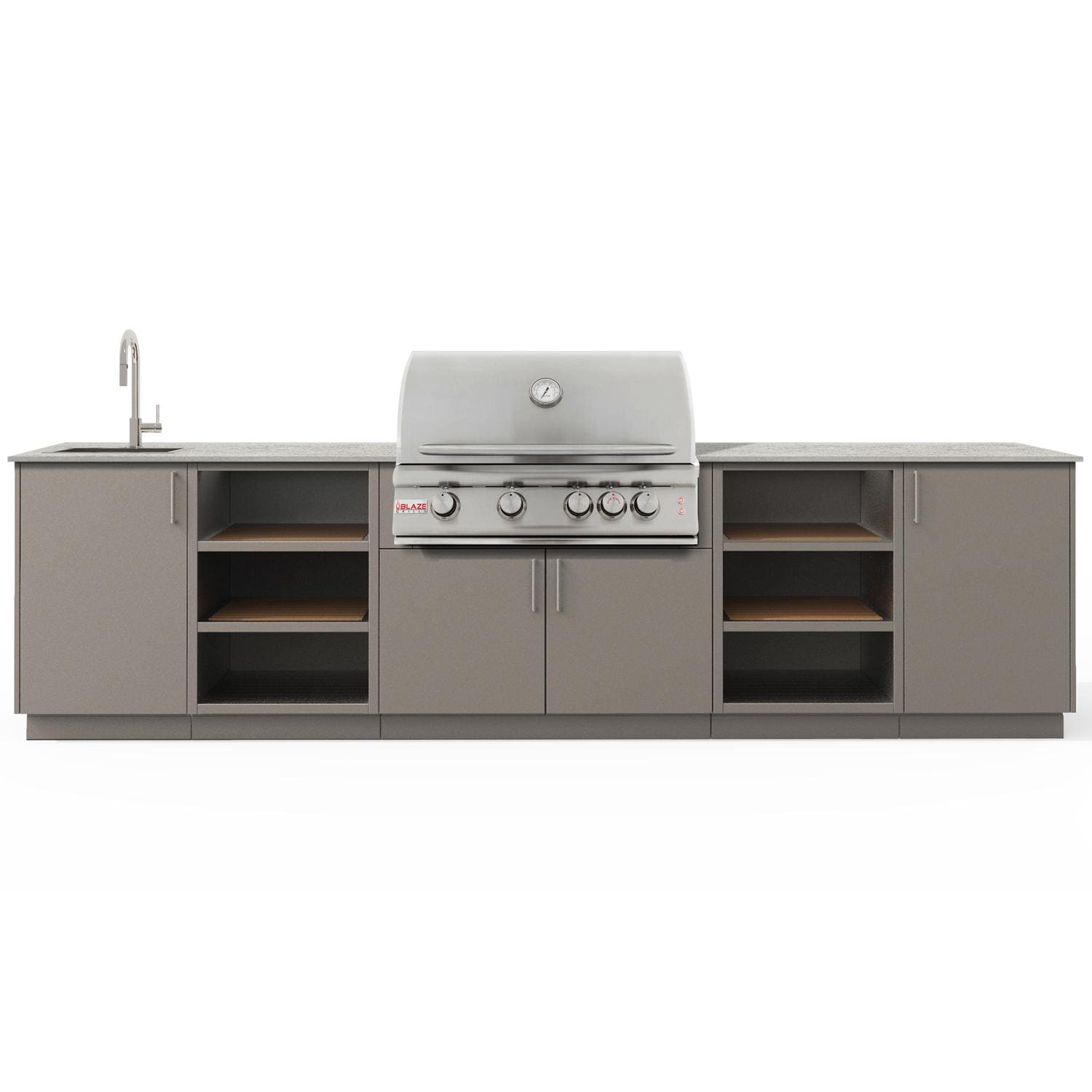 Urban Bonfire Twilight 32 Outdoor Kitchen w/ Blaze LTE Natural Gas Grill, Sink, Keon Dekton Countertop & Clay Finish - B-Twilight-32-Blaze-Keon-Clay