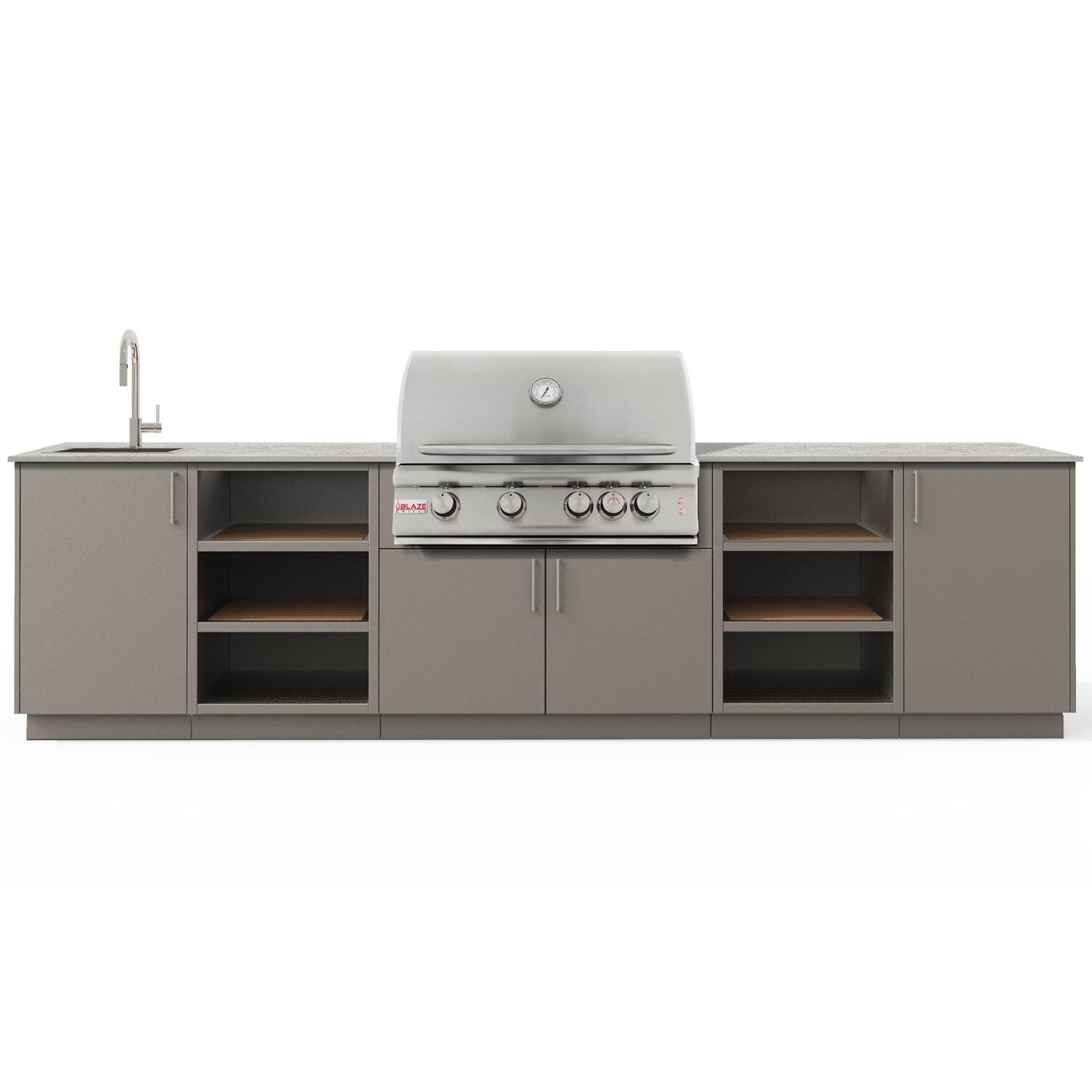 Urban Bonfire Twilight 32 Outdoor Kitchen w/ Blaze LTE Natural Gas Grill, Sink, Keon Dekton Countertop & Clay Finish - B-Twilight-32-Blaze-Keon-Clay