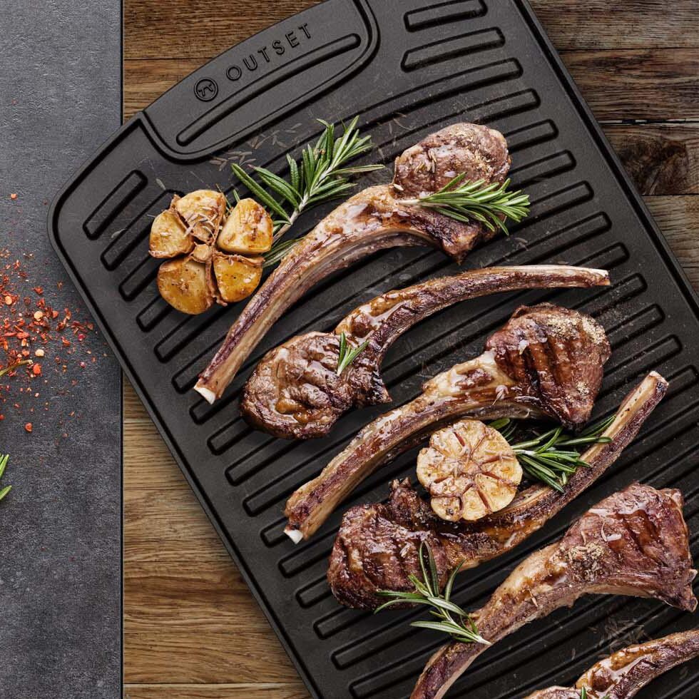 Outset  76648 Reversible Cast Iron Griddle - Lamb - White Background thumbnail