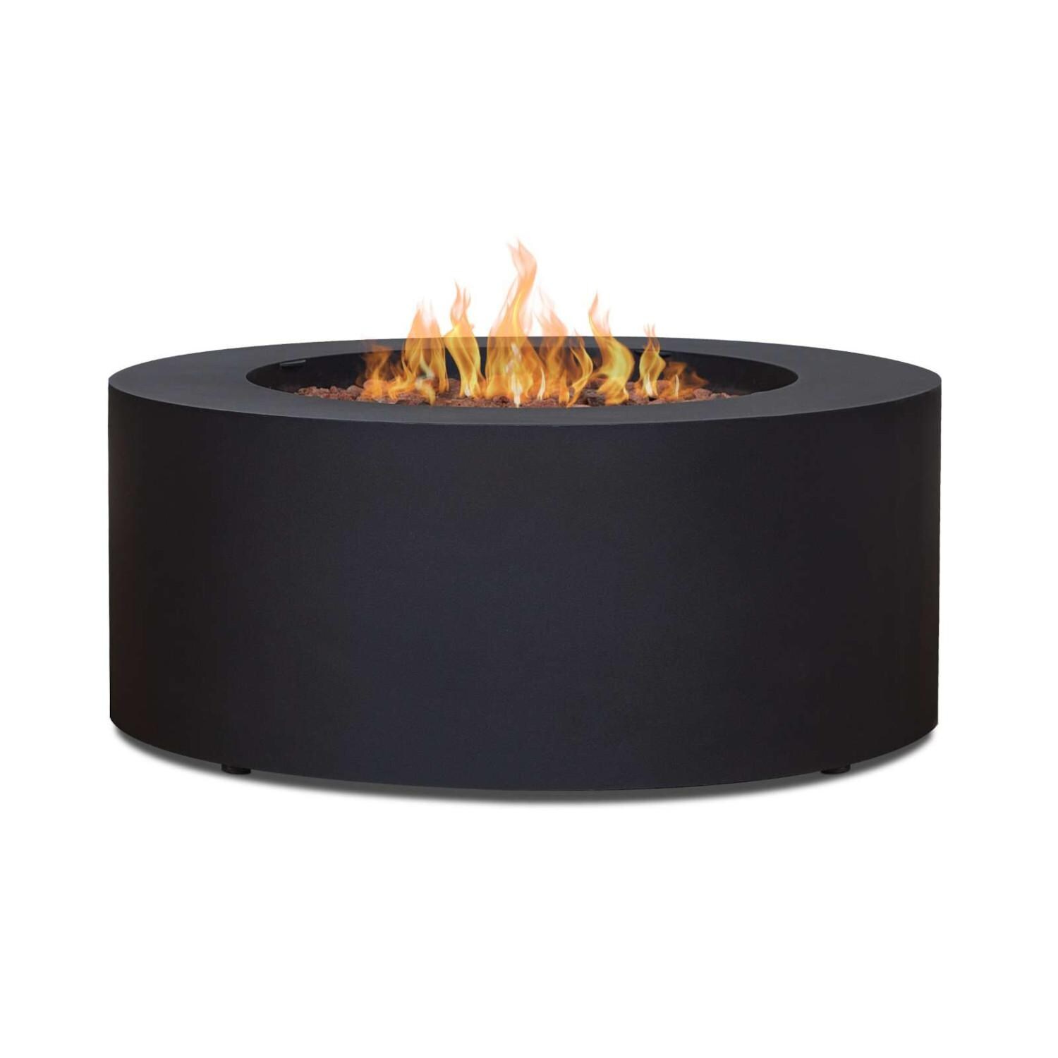 Lakeview SCC9815LPBLK Elysian 36-Inch Round Propane Fire Table w/ NG Conversion Kit - Black - Burner Lit thumbnail