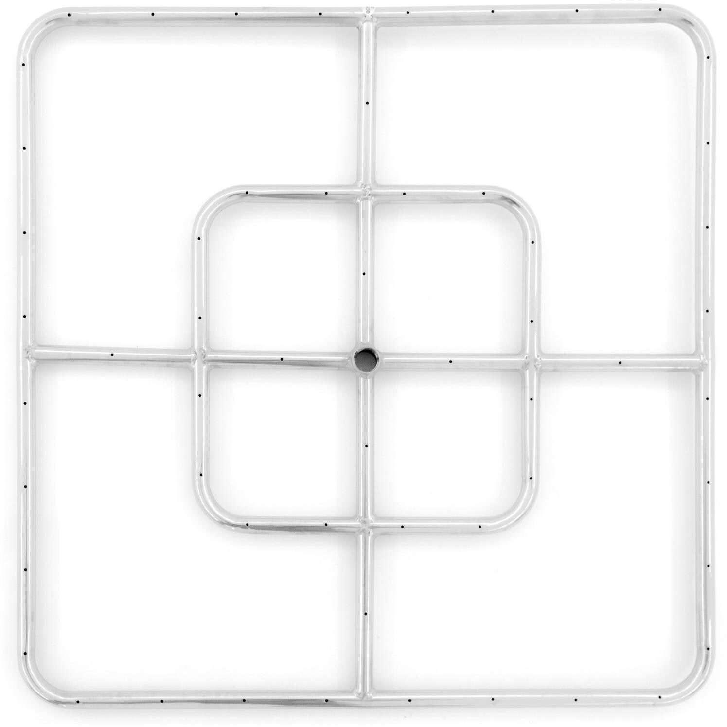 BBQGuys Signature Series 24-Inch Square Propane Double-Ring Burner - Stainless Steel - Top view thumbnail