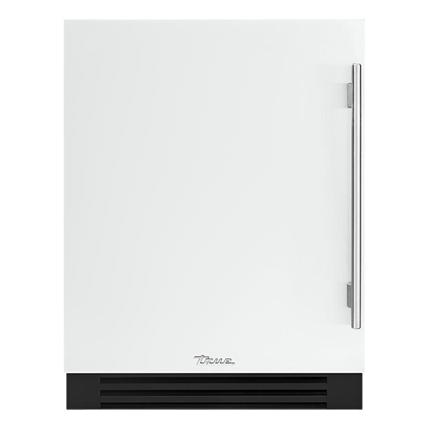 True TURADA-24-LS-A~030-H04 ADA Height 24 Inch 5 Cu. Ft. Left Hinge Outdoor Refrigerator in Matte White w/ Stainless Steel Handles - White Background thumbnail