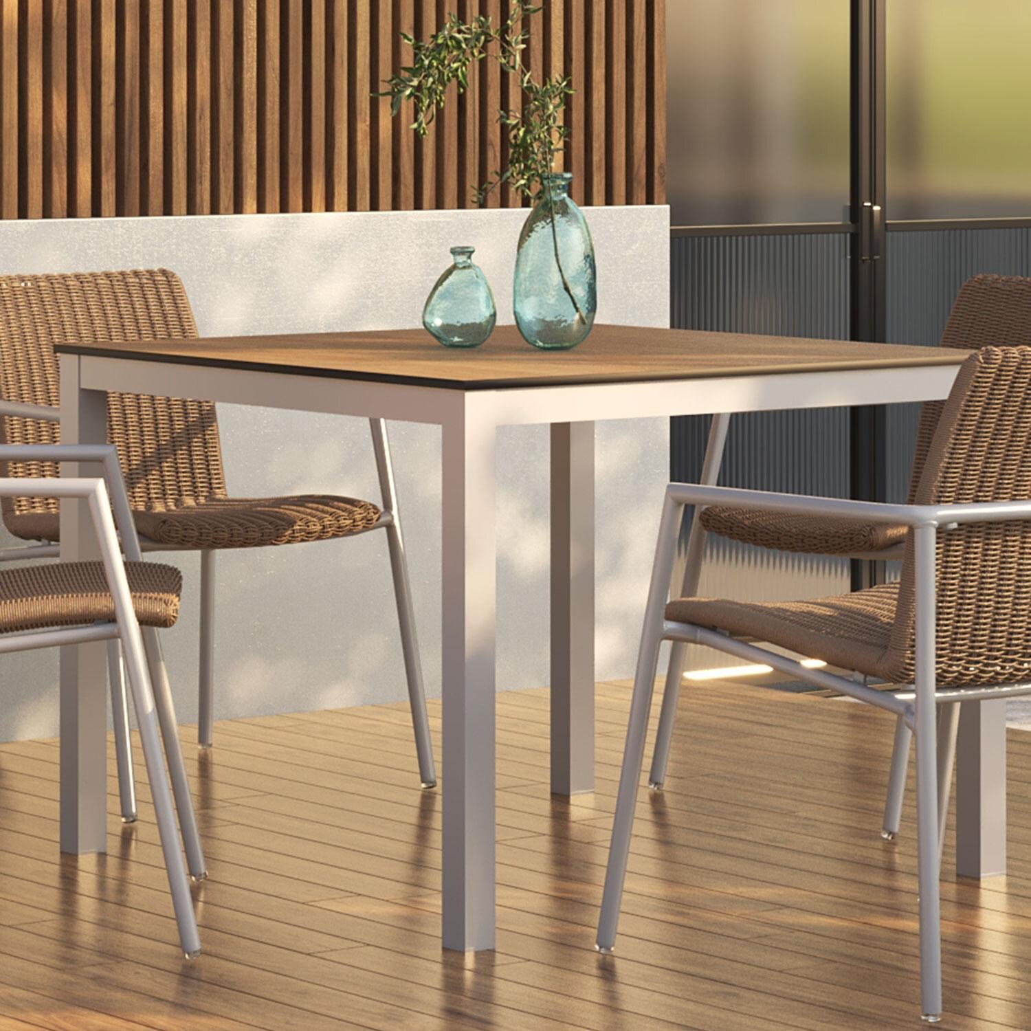 Travira 40-in Aluminum/HPL Dining Table in Flint/Enigma By Oxford Garden