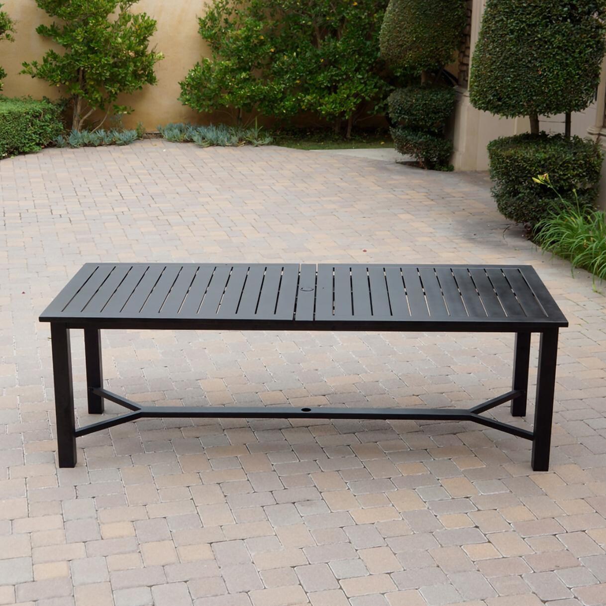 Darlee B/DL13-11PCDR-2350LE-S Nassau 11 Pc Cast Aluminum Dining Set w/ Rocker in Antique Bronze w/ Sesame Cushions - Table Side View - Lifestyle thumbnail