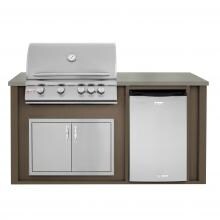 BBQGuys.com 6 Ft BBQ Island With Blaze 32-Inch Propane Gas Grill, Double Access Door & Compact Refrigerator - Brown/Gray - BLZAD4.5LP-6VP4HBNG image