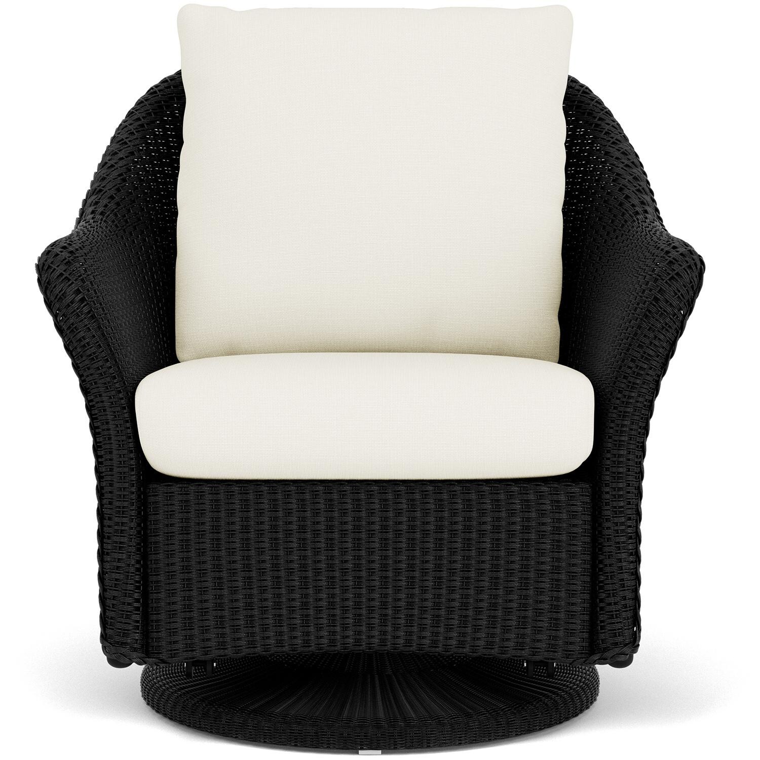 Weekend Retreat Lloyd Loom Swivel Glider Club Chair in Ebony/Sailcloth Salt by Lloyd Flanders