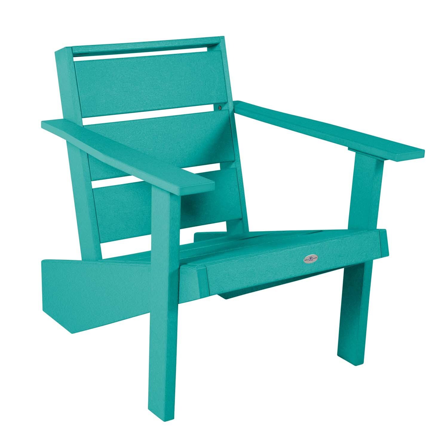Hazel Cove Recycled Plastic Adirondack Chair in Seaglass Blue by Lakeview Outdoor Designs - Angled View - White Background thumbnail