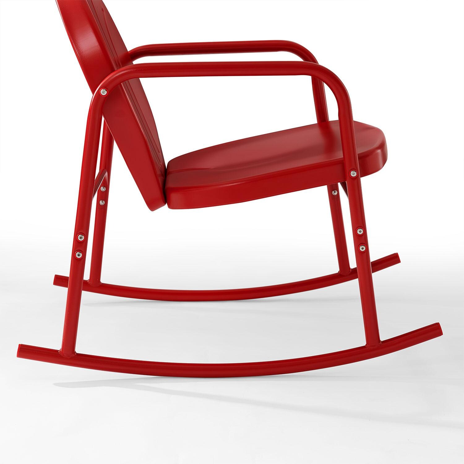Ultimate Patio UP-32253RE 3Pc Retro Outdoor Rocking Chair Set in Red Gloss - Base Legs - Detail thumbnail