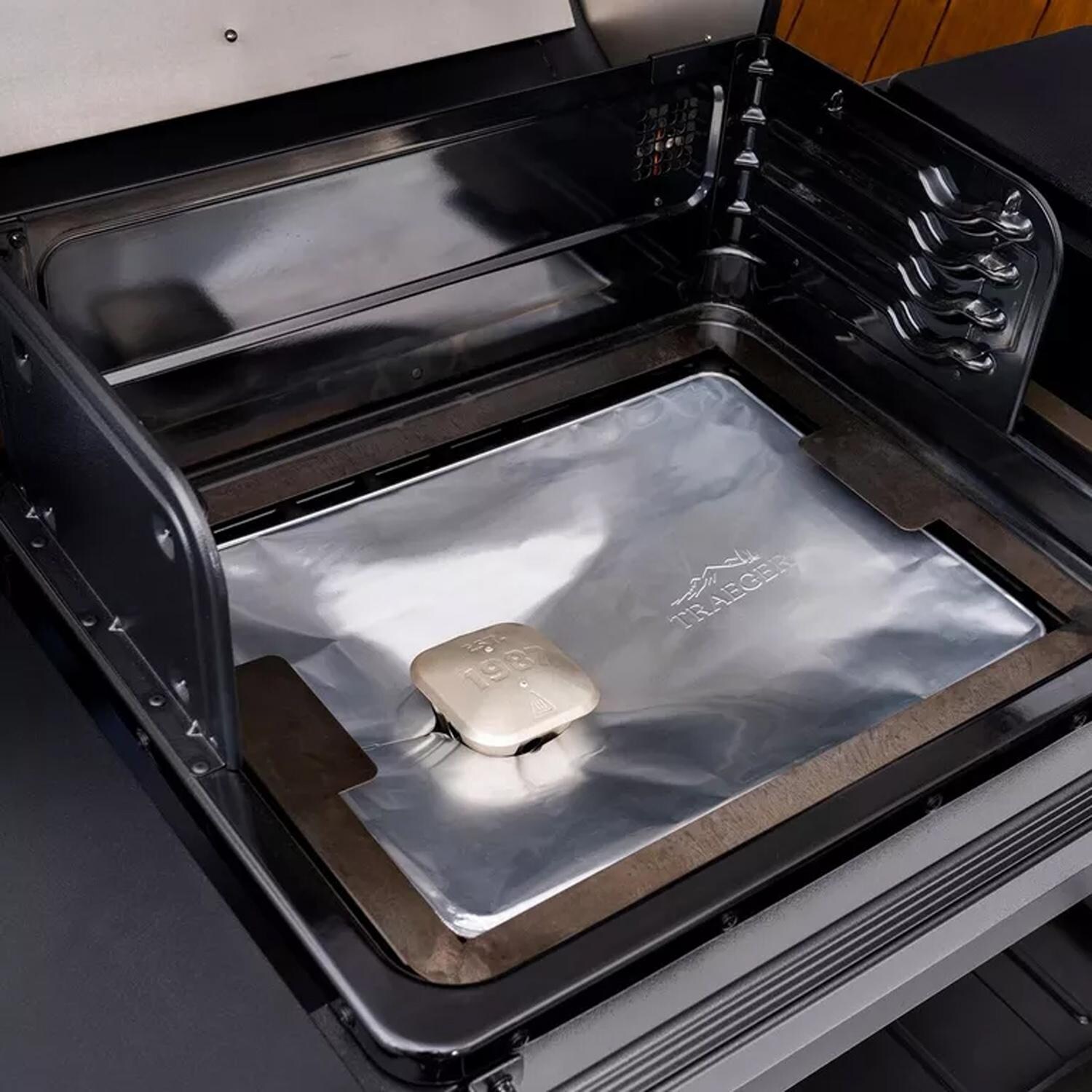Traeger BAC606 Drip Tray Liners - Size D - 8 Pk - On Grill - Lifestyle thumbnail