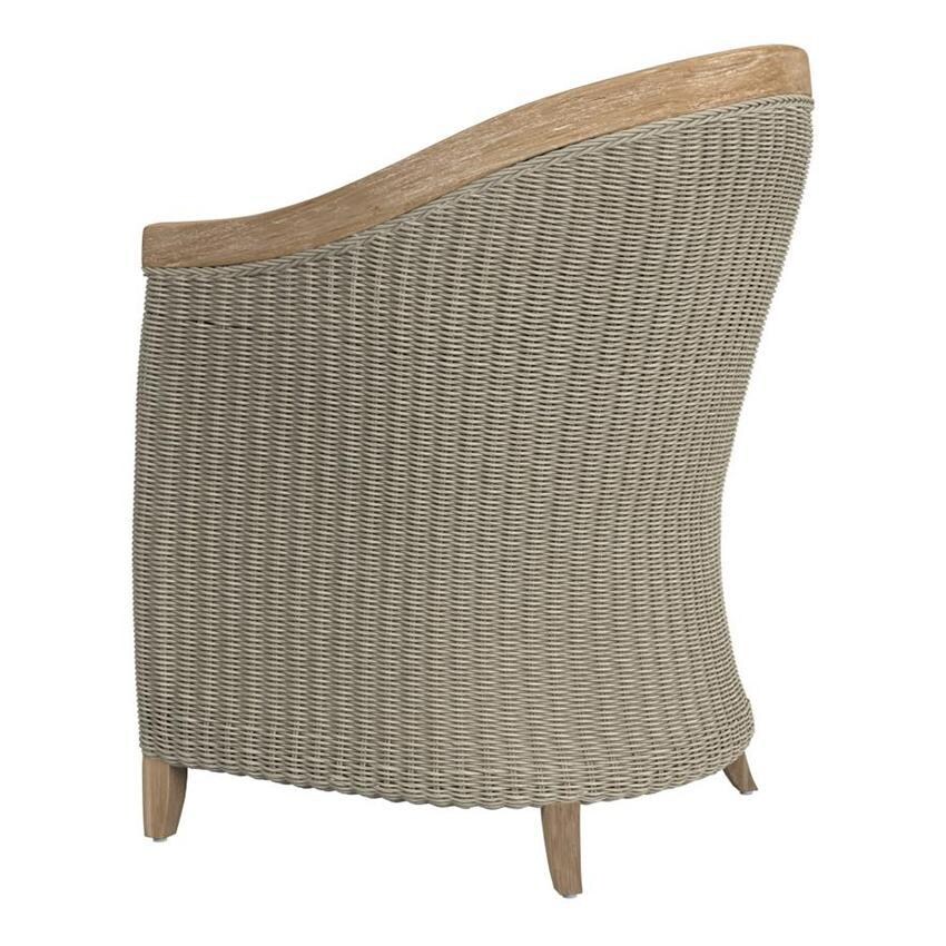 Cambria Teak Dining Arm Chair in Light Wood/Canvas Canvas by Sunset West - Rear Angle - White Background thumbnail