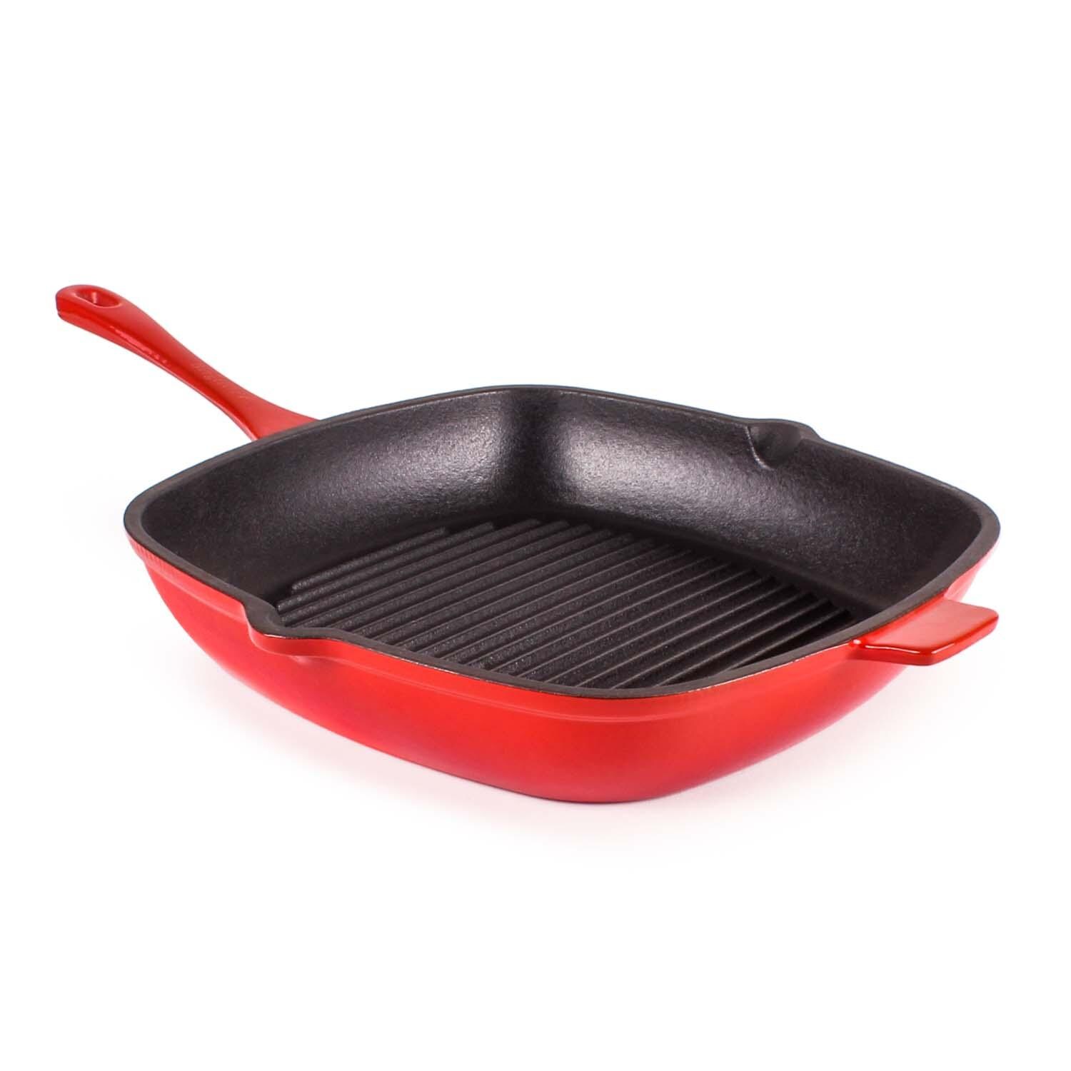 BergHOFF 11-in Neo Cast Iron Square Grill Pan - Red - White Background thumbnail