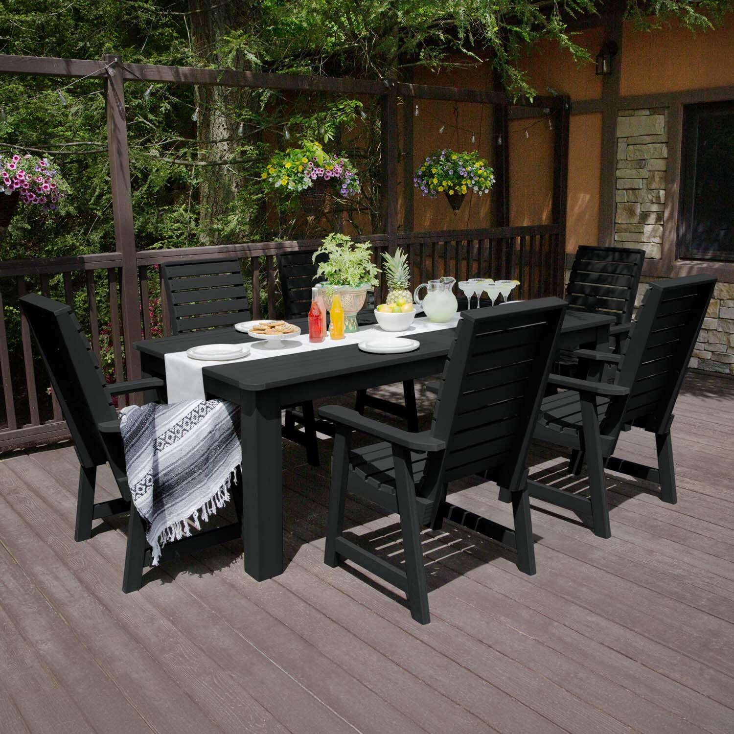 Elm Pointe 7 Pc Recycled Plastic Dining Set in Black by Lakeview Outdoor Designs