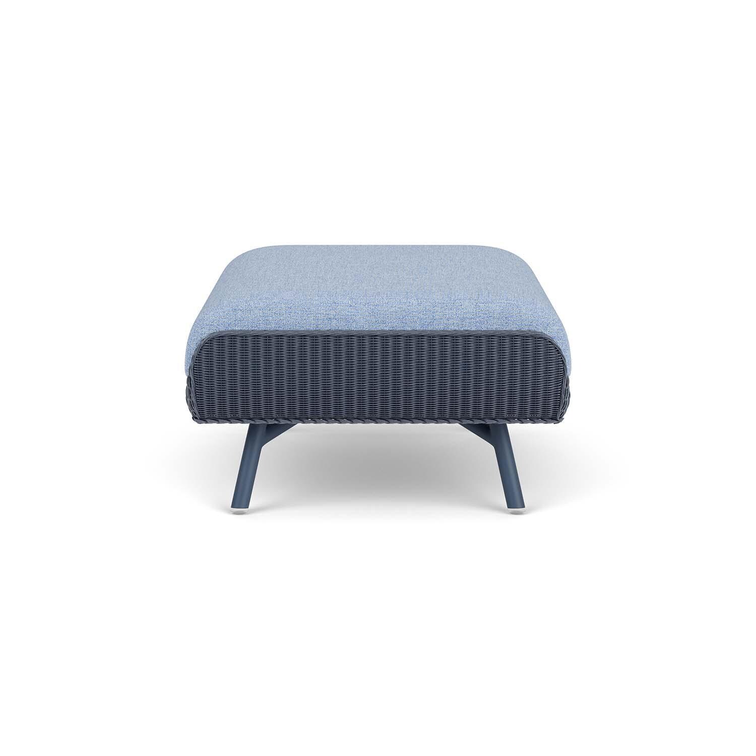 Lloyd Flanders Essence Ottoman W/Demo Skyway Fabric - Denim Blue Finish - Side thumbnail