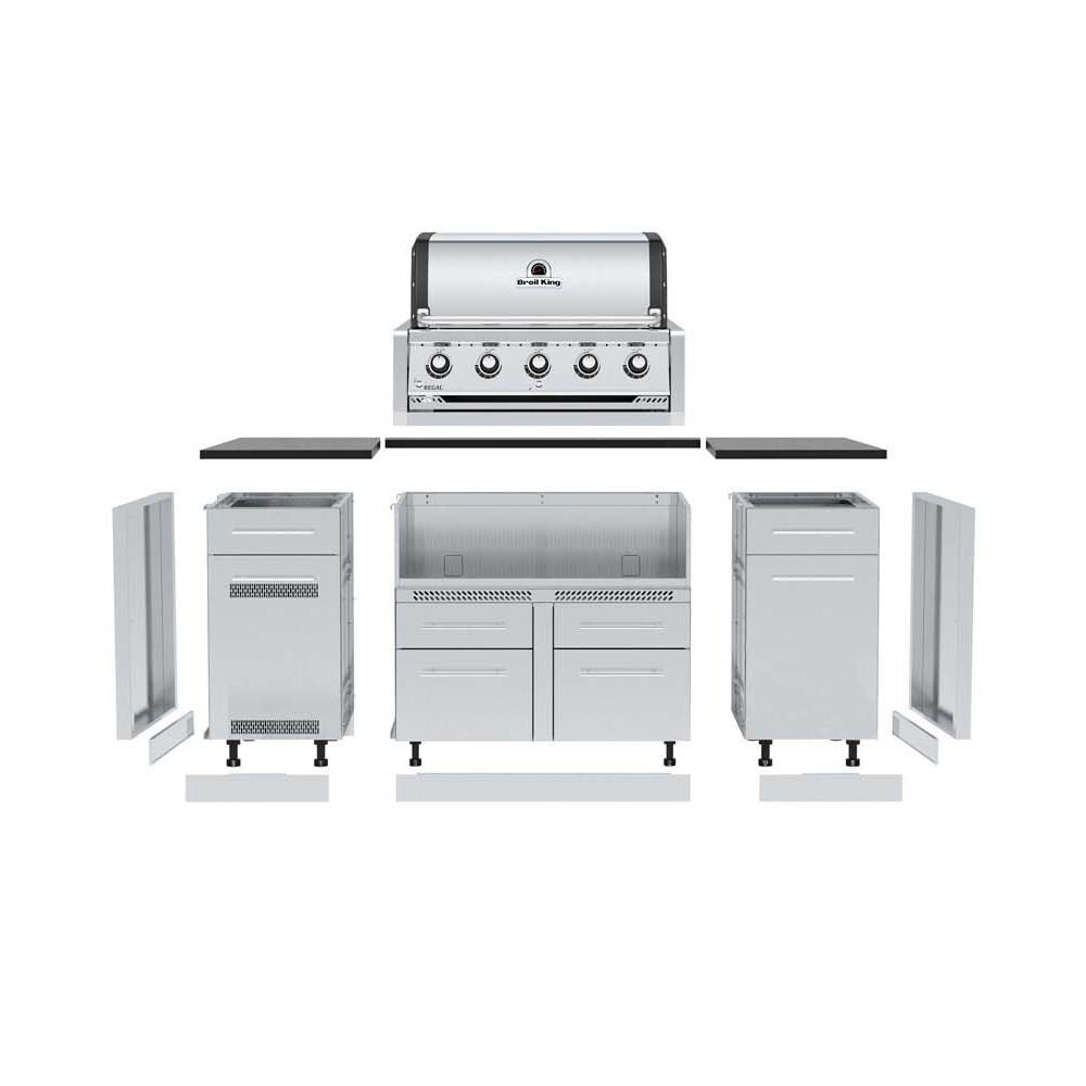 Broil King 886714 Regal S520 5-Burner Built-In Propane Gas Grill - Stainless Steel - Exploded View - White Background thumbnail