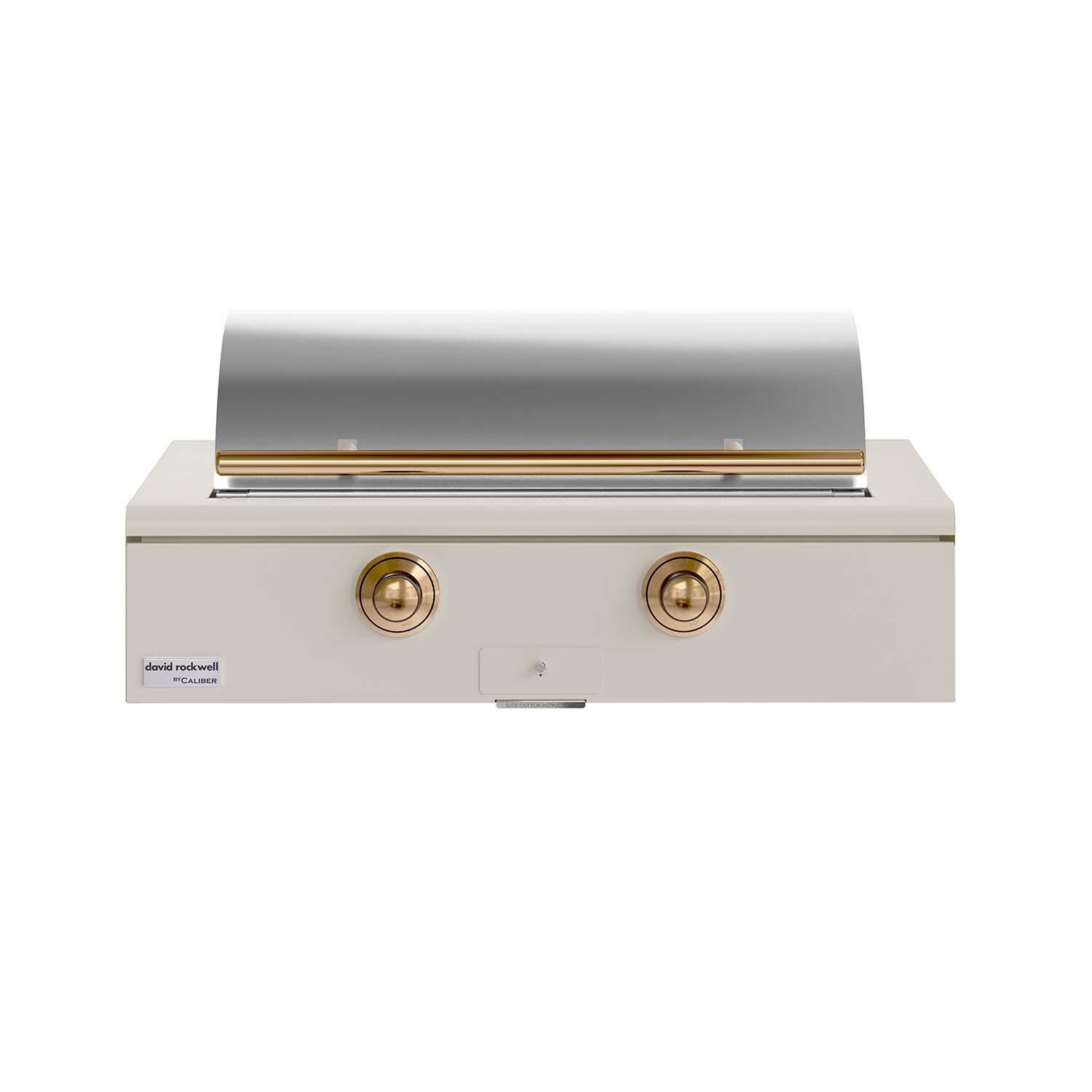 Caliber CRG-42BN00-A-050-H08 42-in Natural Gas Built-In Rockwell Grill - Antique White w/ Gold Hardware - Closed Lid - White Background thumbnail