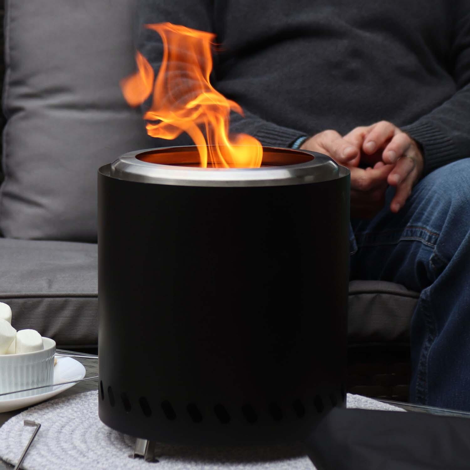9 Inch Tabletop Smokeless Wood Burning Fire Pit in Black By Ultimate Patio - Lifestyle thumbnail
