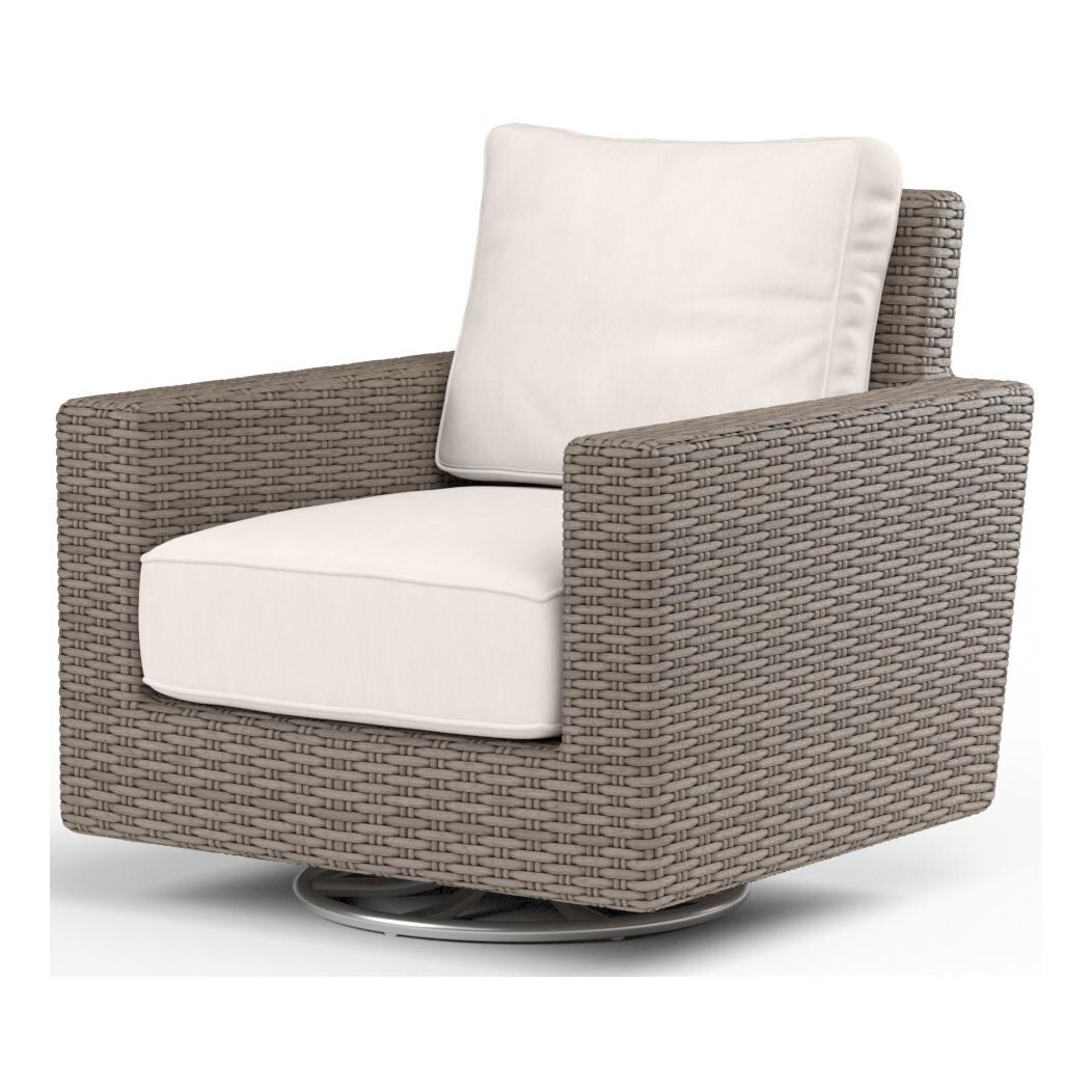 Coronado Wicker Swivel Rocker Club Chair in Driftwood/Canvas Natural by Sunset West