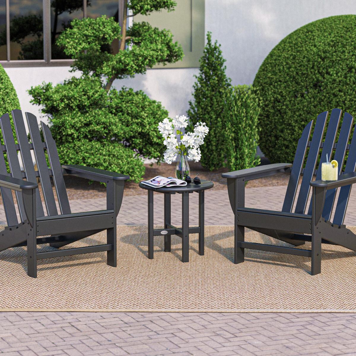 Classic Adirondack 3 Pc Recycled Plastic Seating Set in Black by POLYWOOD