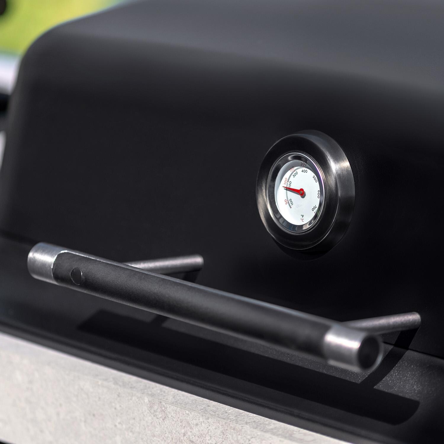 Everdure 6 1/2 Ft Outdoor Kitchen Island w/ Marine Grade Aluminum Cabinets  in Black - Grill Hood - Detail thumbnail