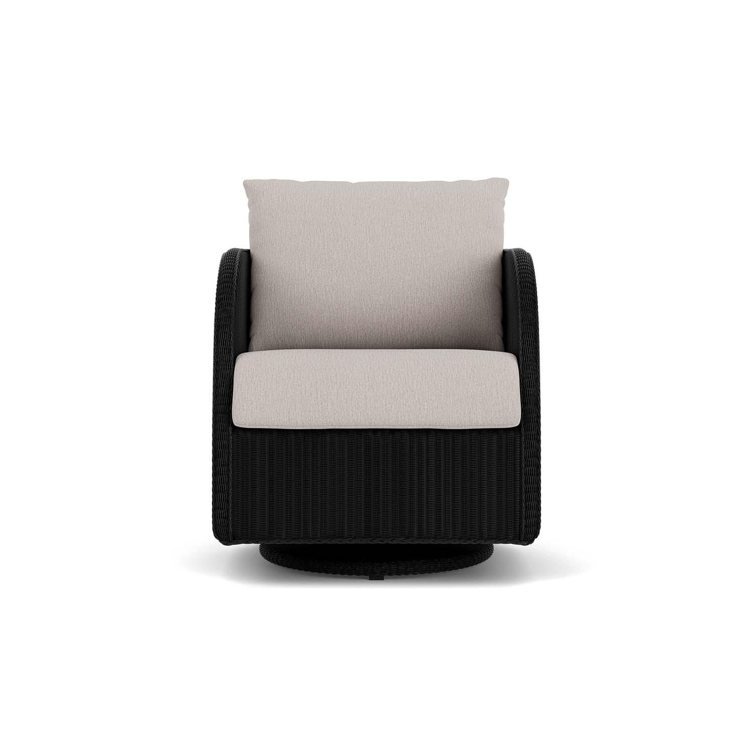 Essence Lloyd Loom Swivel Glider Club Chair in Ebony/Remy Cloud by Lloyd Flanders