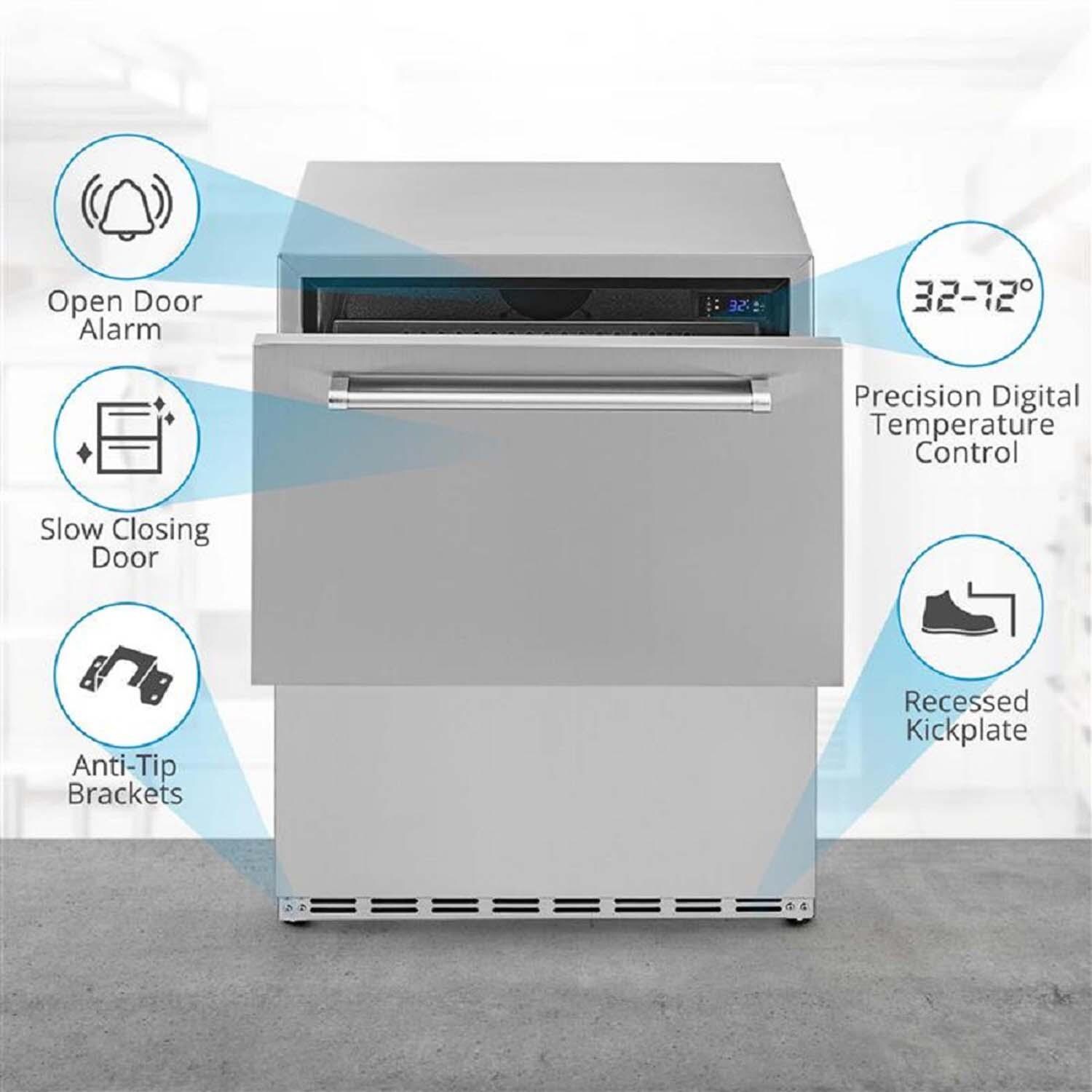 NewAir NCR040SS00 24 Inch 80 Can 20 Bottle Dual Drawer Commercial Built-in Outdoor Wine and Beverage Cooler - Stainless Steel - Features - Detail thumbnail