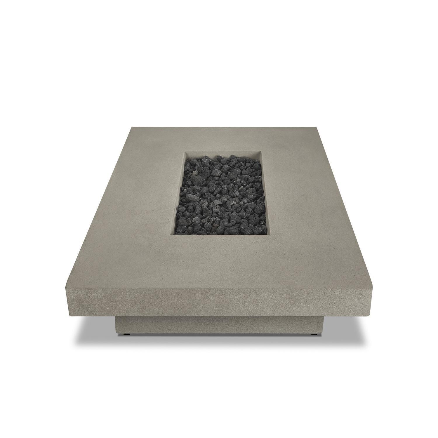 Hickory Bay 3703LP-FLNT 60 Inch Rectangular Glass Fiber Reinforced Concrete Propane Fire Pit Table in Flint by BBQGuys Signature - Front - White Background thumbnail