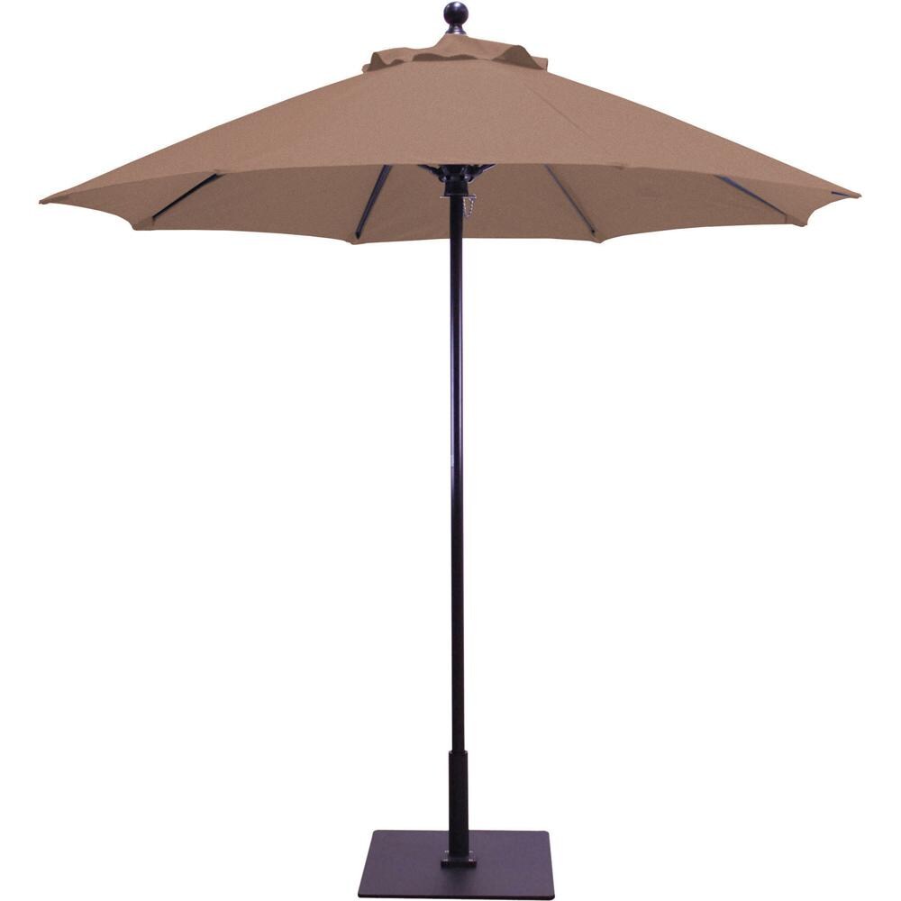 Galtech 7.5 Ft. Octagonal Aluminum Patio Umbrella W/ Manual Lift - Black Frame W/ Teak Sunbrella Fabric (Umbrella Base Not Included) thumbnail