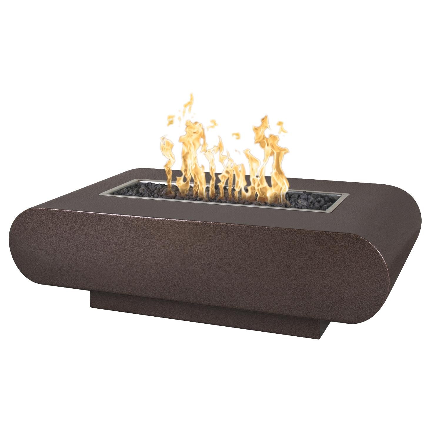 Top Fires by The Outdoor Plus La Jolla 60-Inch Natural Gas Fire Pit - Copper Vein Powder Coat Steel - Match Light