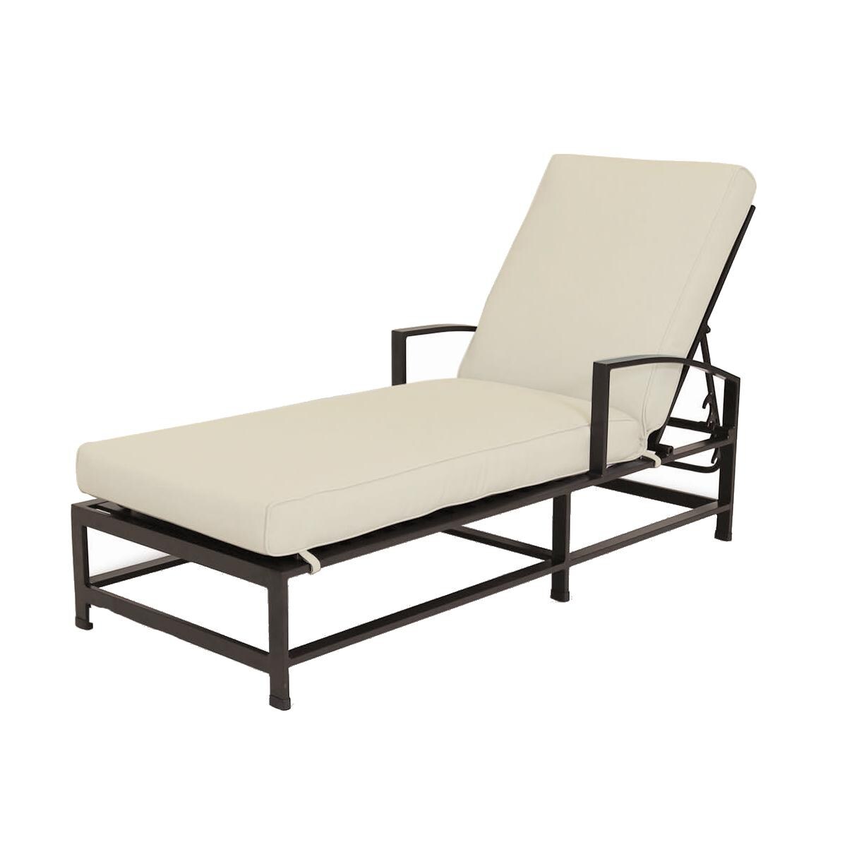 La Jolla Aluminum Patio Chaise Lounge W/ Sunbrella Canvas Flax Cushions