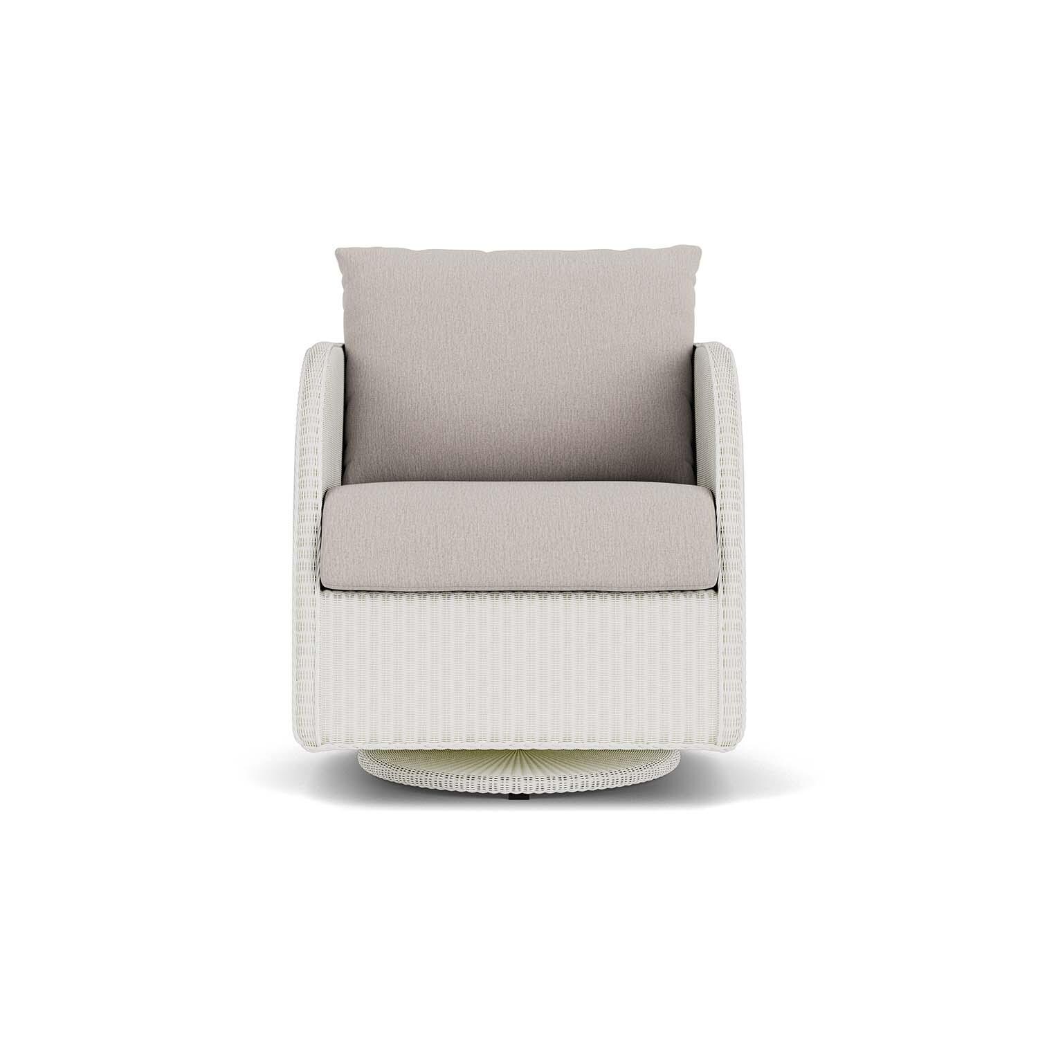 Essence Lloyd Loom Swivel Glider Club Chair in Matte White/Remy Cloud by Lloyd Flanders