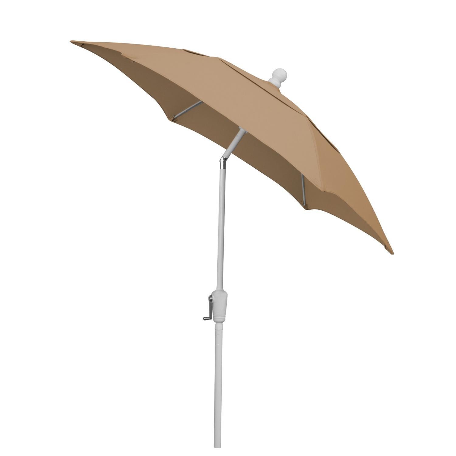 FiberBuilt 7.5 Ft. Aluminum Market Patio Umbrella W/ Crank Lift & Tilt - Beige Olefin