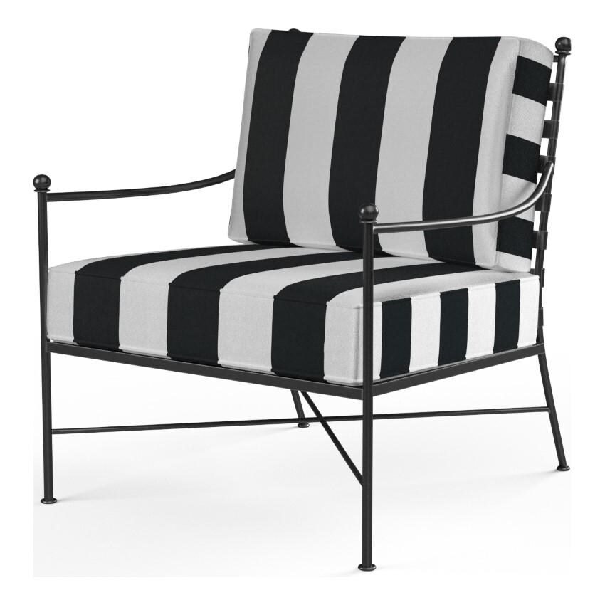Provence Wrought Iron Club Chair in Pewter/Cabana Classic by Sunset West