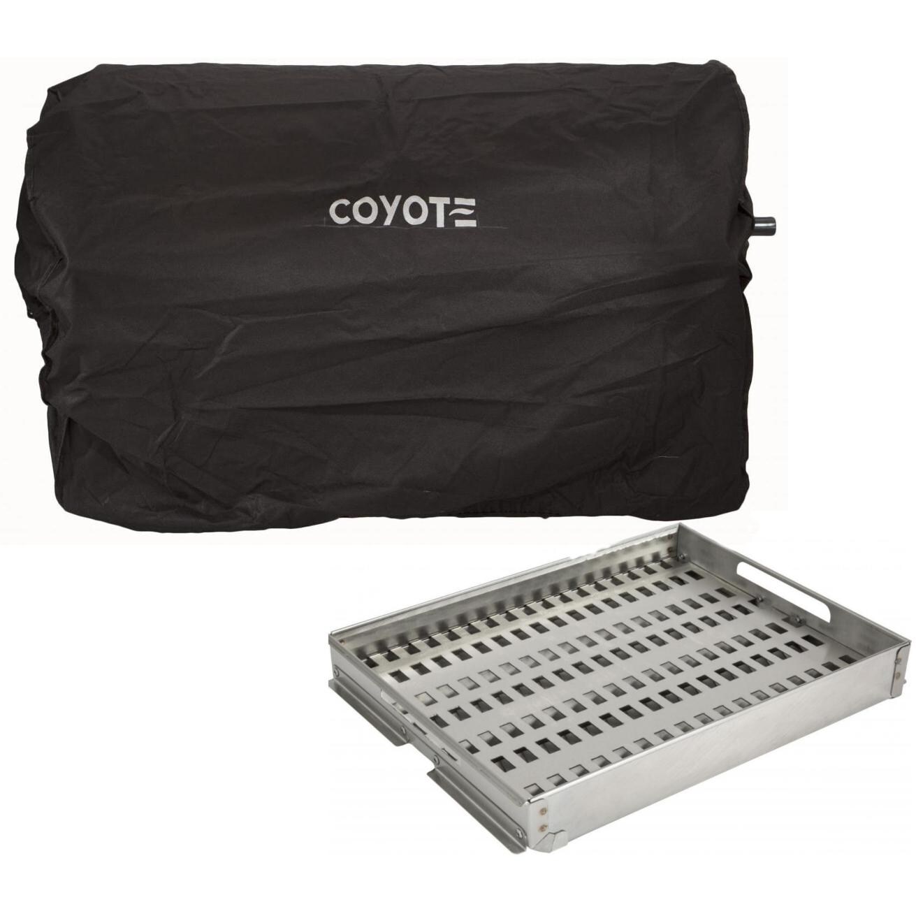 Coyote Grill Cover & Charcoal Tray Promo Bundle For Built-In 42-Inch Grills