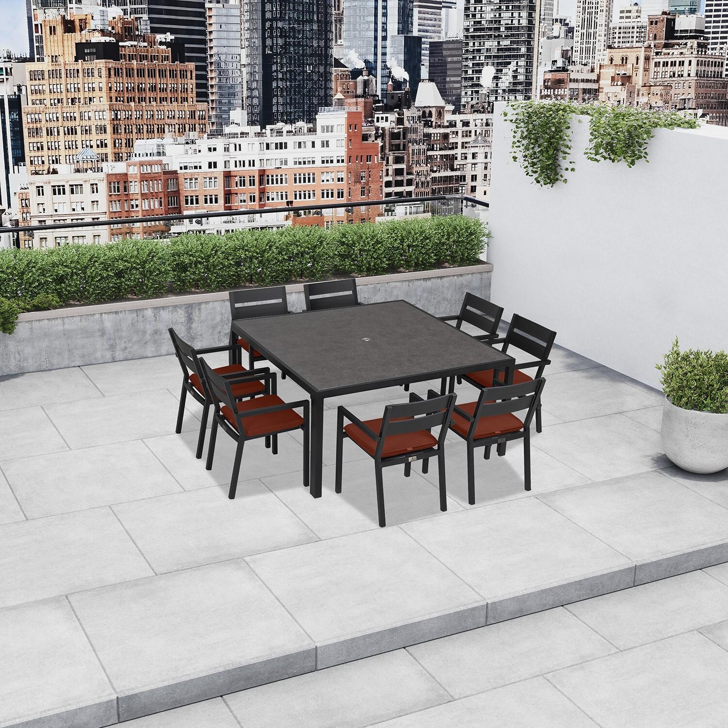 Calm Bay 9 Pc Square Dining Set in Black/Canvas Henna by Lakeview - Lifestyle thumbnail