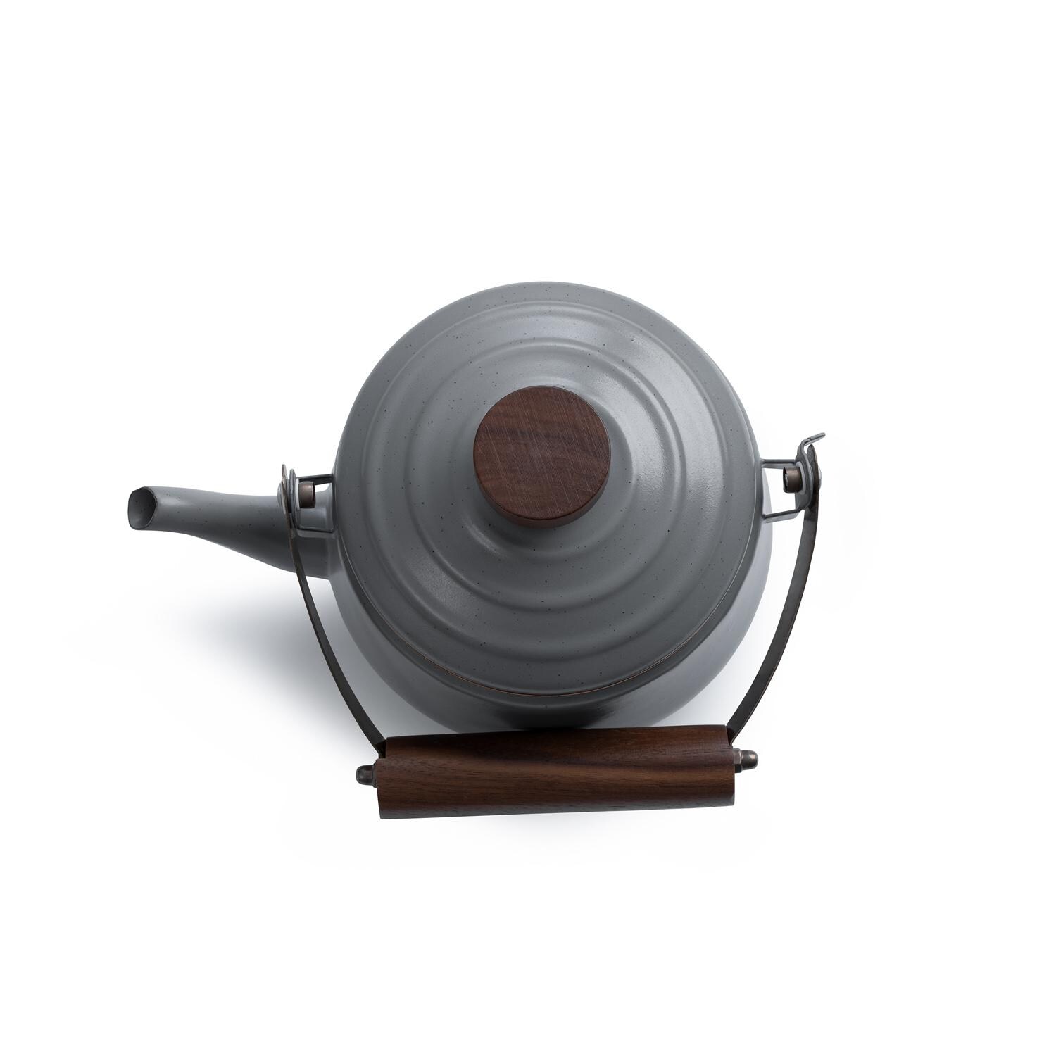 Barebones Living CKW-379 Enamel Teapot - Slate Gray - Top View thumbnail